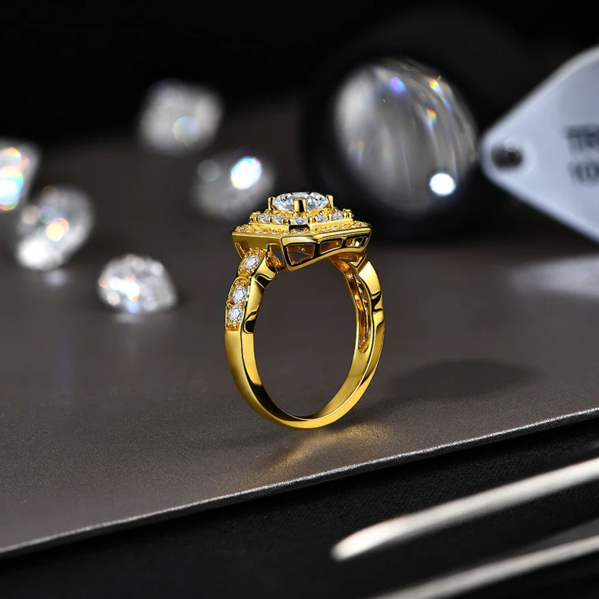 5*5 VVS1 D Color Moissanite Engagement Ring | Brilliant Cut