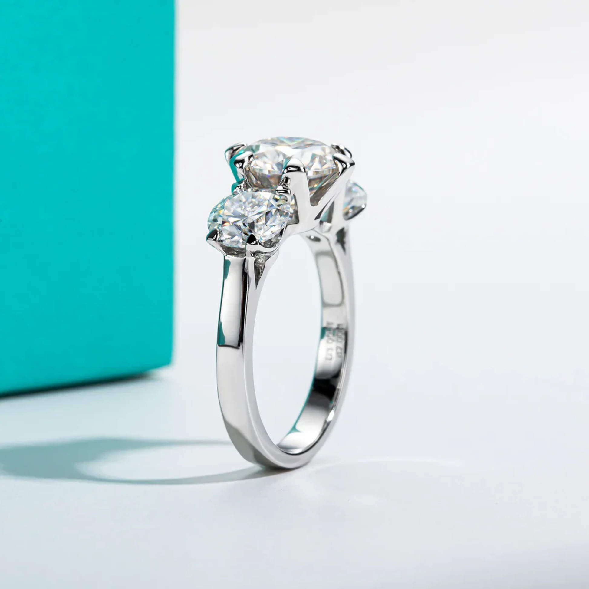 5 CTTW Three Stone Moissanite Engagement Ring