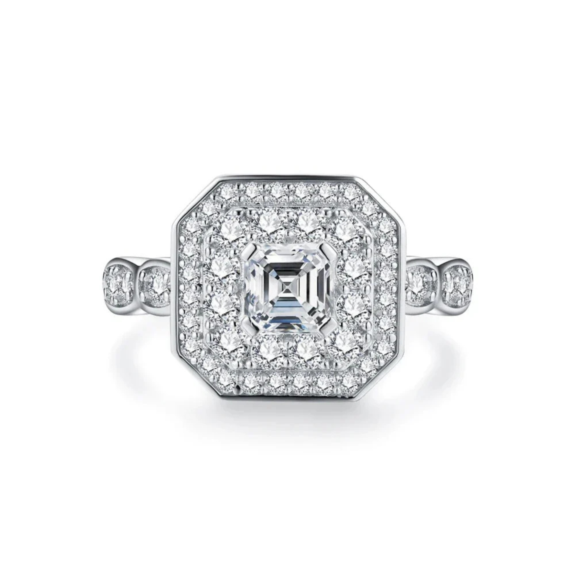 5*5 VVS1 D Color Moissanite Engagement Ring | Brilliant Cut