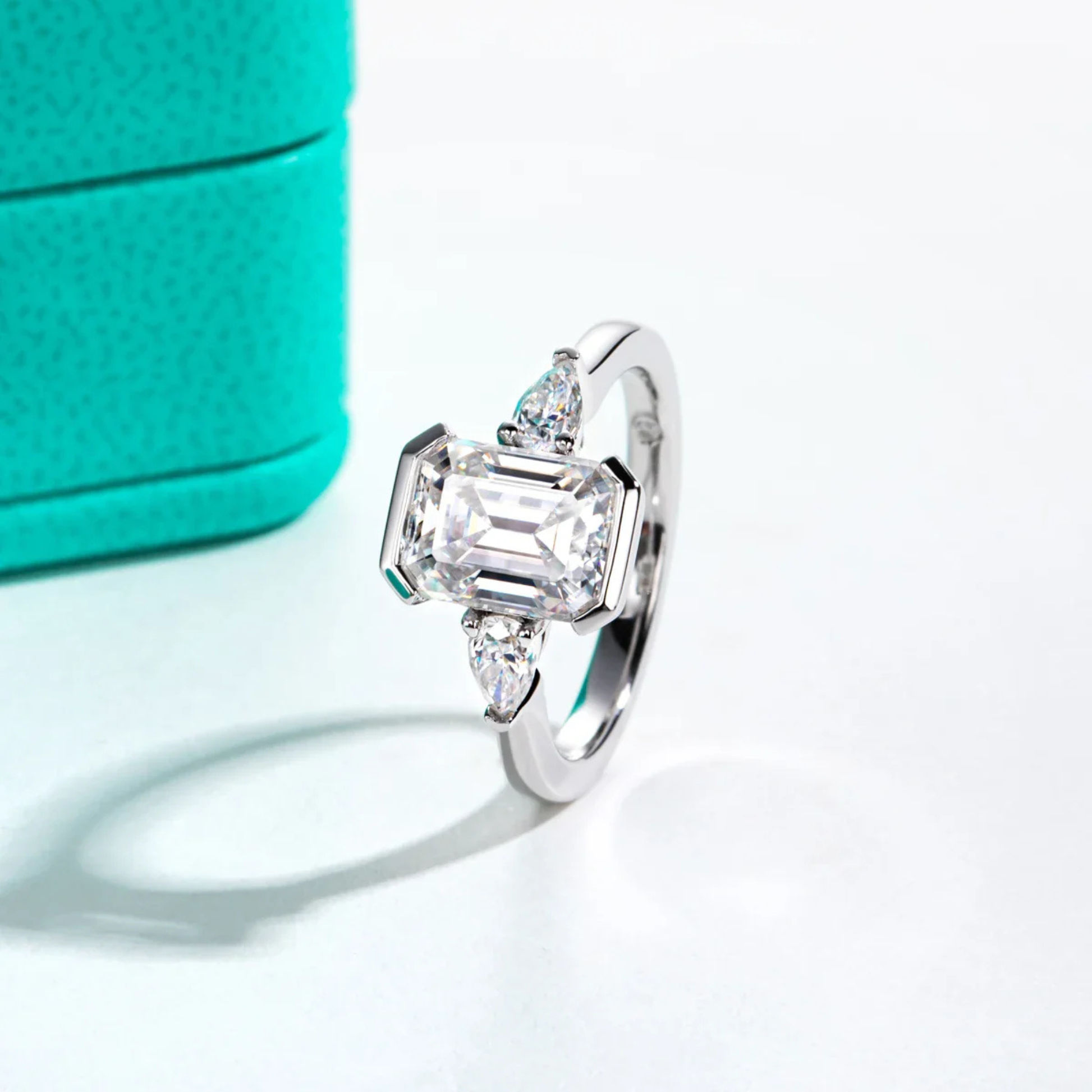 3.6 CTTW Emerald Cut Moissanite Engagement Ring