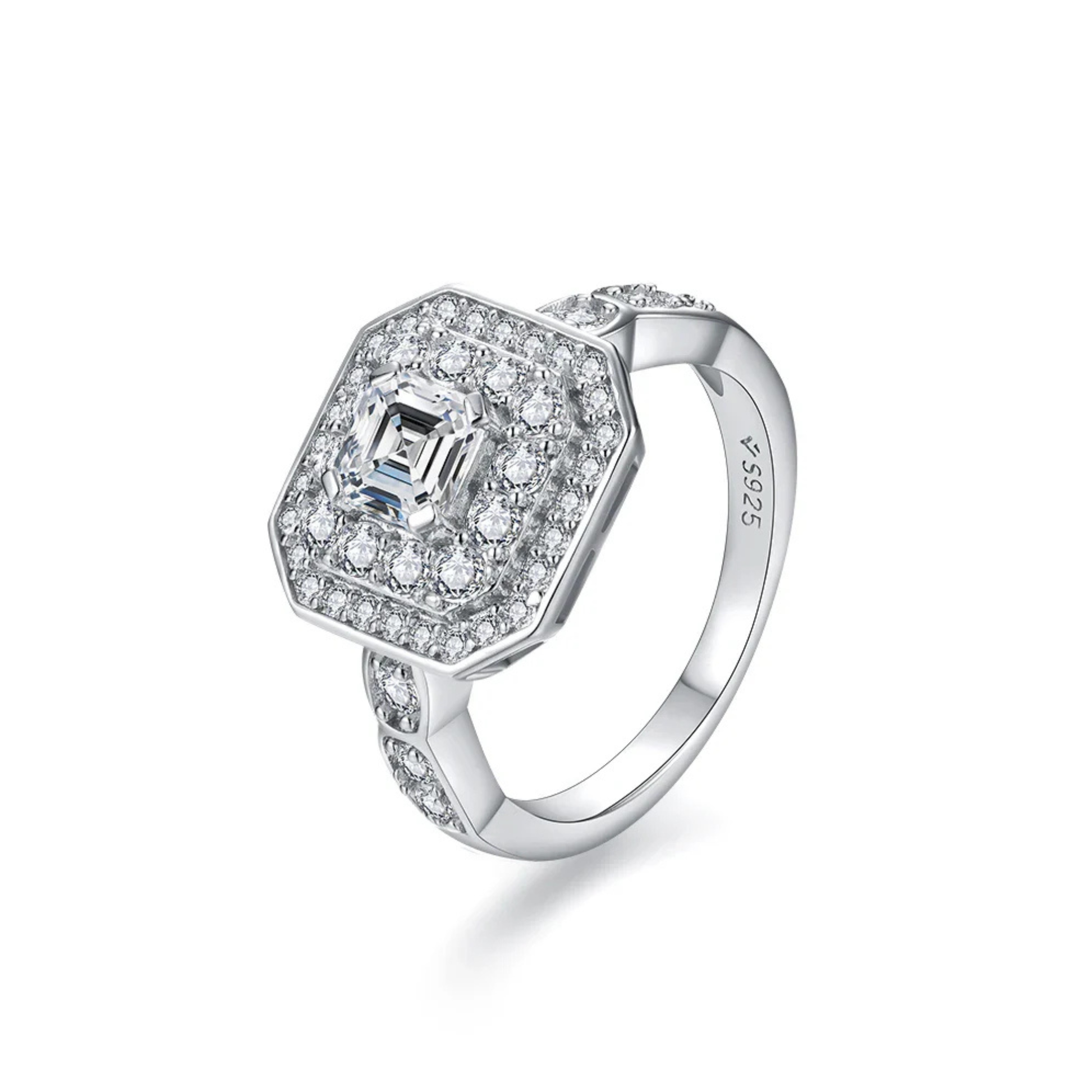 5*5 VVS1 D Color Moissanite Engagement Ring | Brilliant Cut