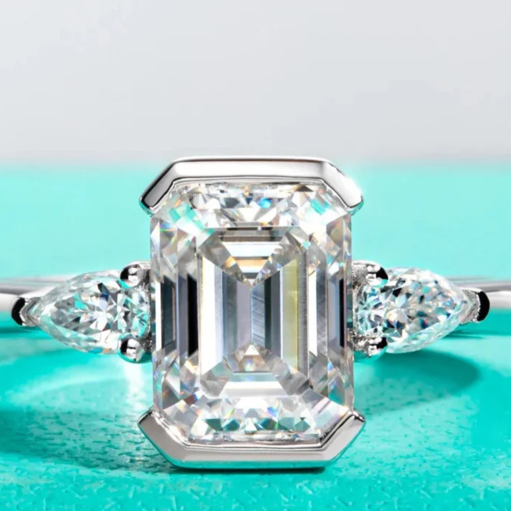 3.6 CTTW Emerald Cut Moissanite Engagement Ring