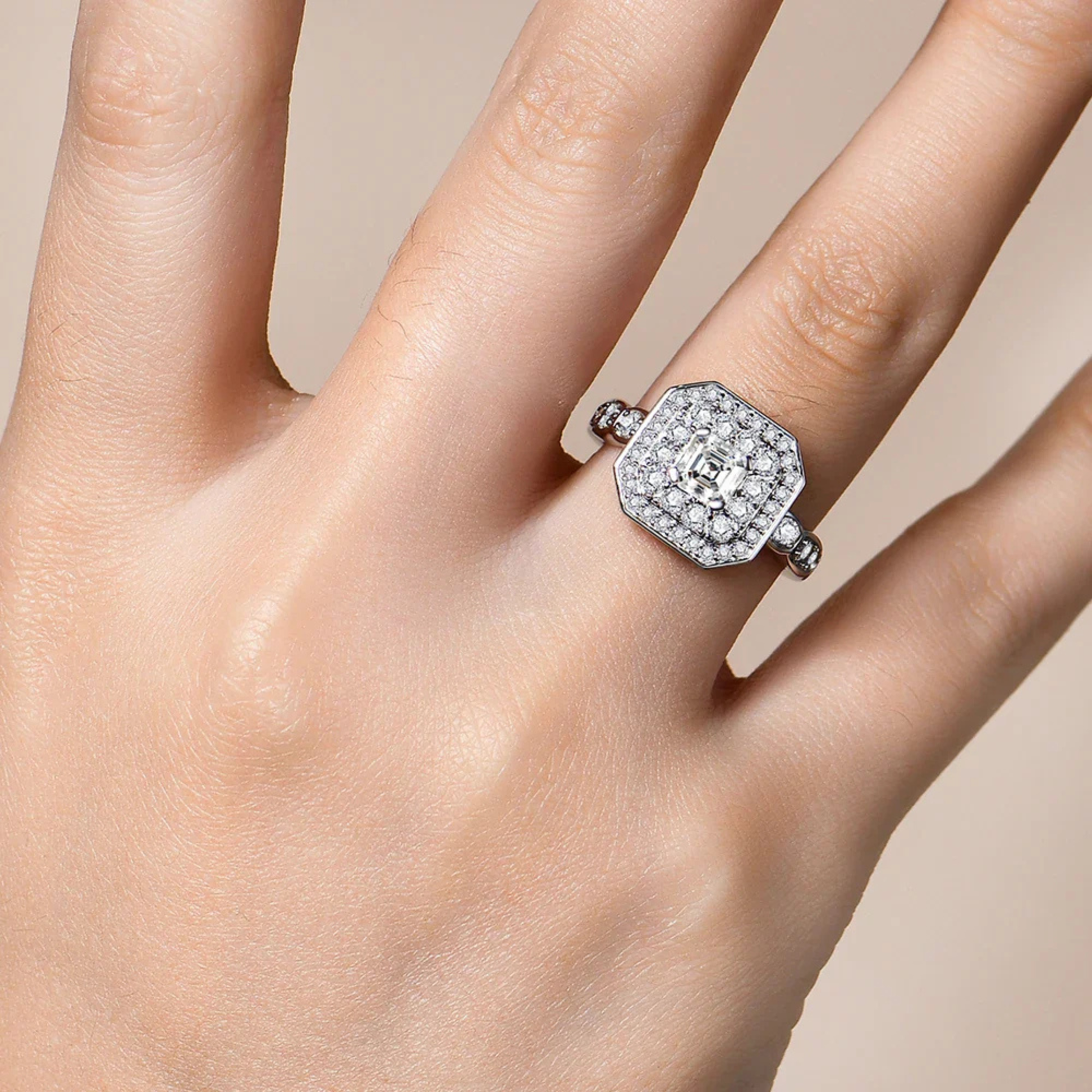 5*5 VVS1 D Color Moissanite Engagement Ring | Brilliant Cut