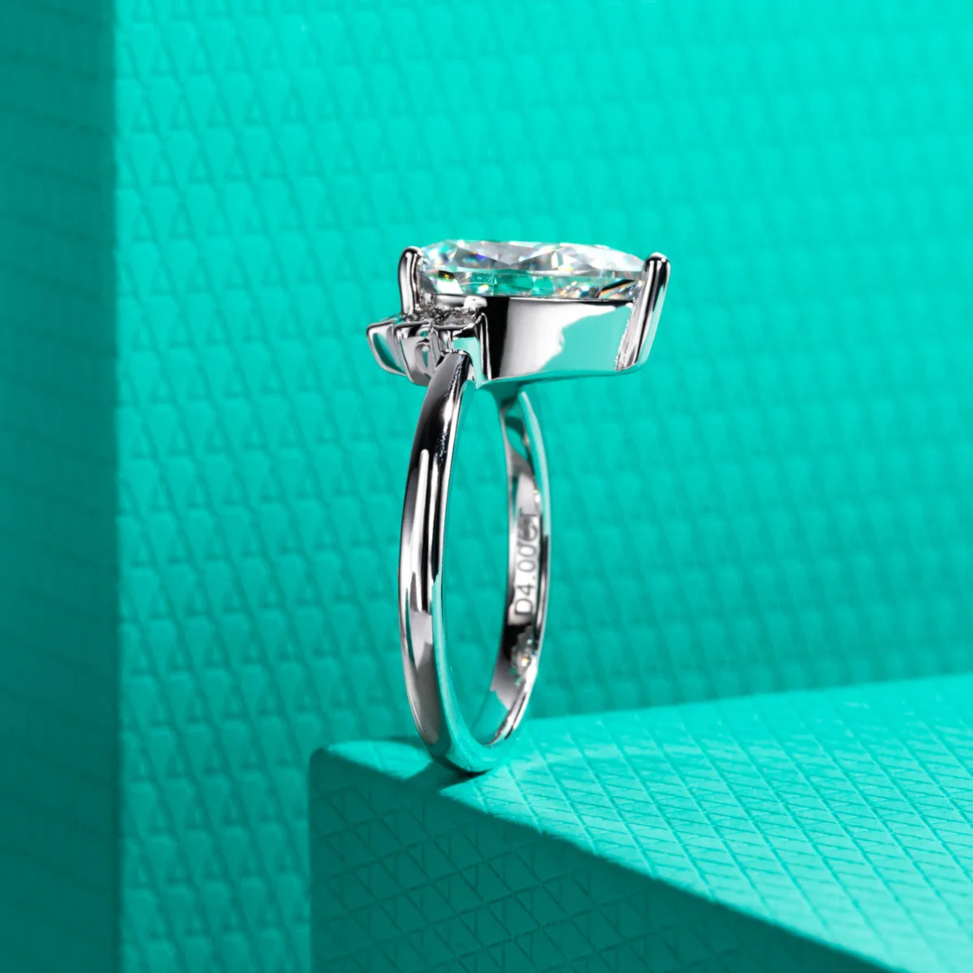 4 CT Pear Cut D Color Moissanite Engagement Ring