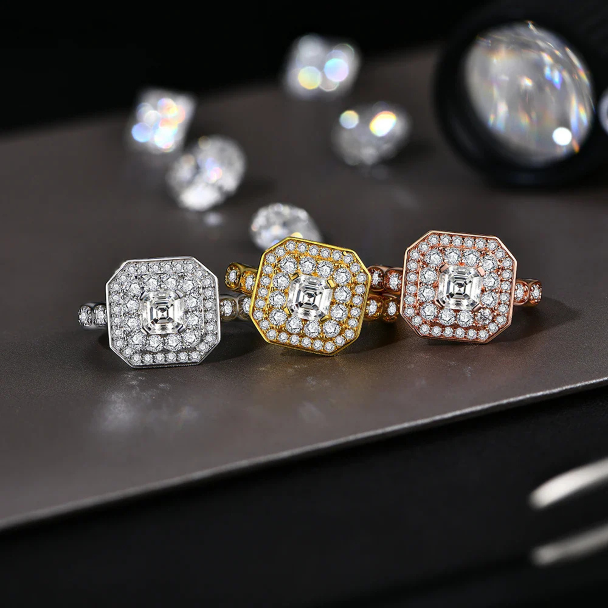 5*5 VVS1 D Color Moissanite Engagement Ring | Brilliant Cut