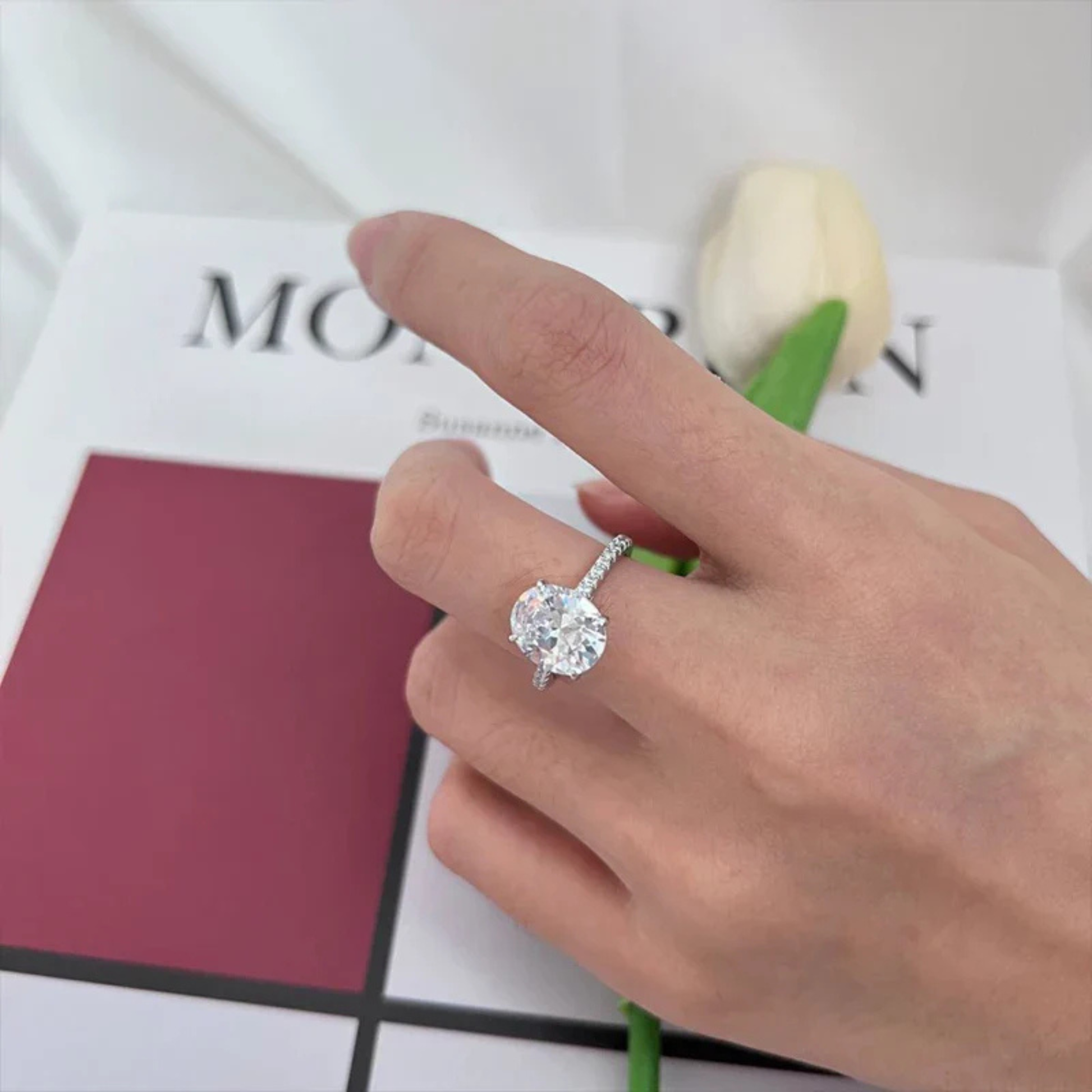 3 CT Oval Cut Moissanite Engagement Ring