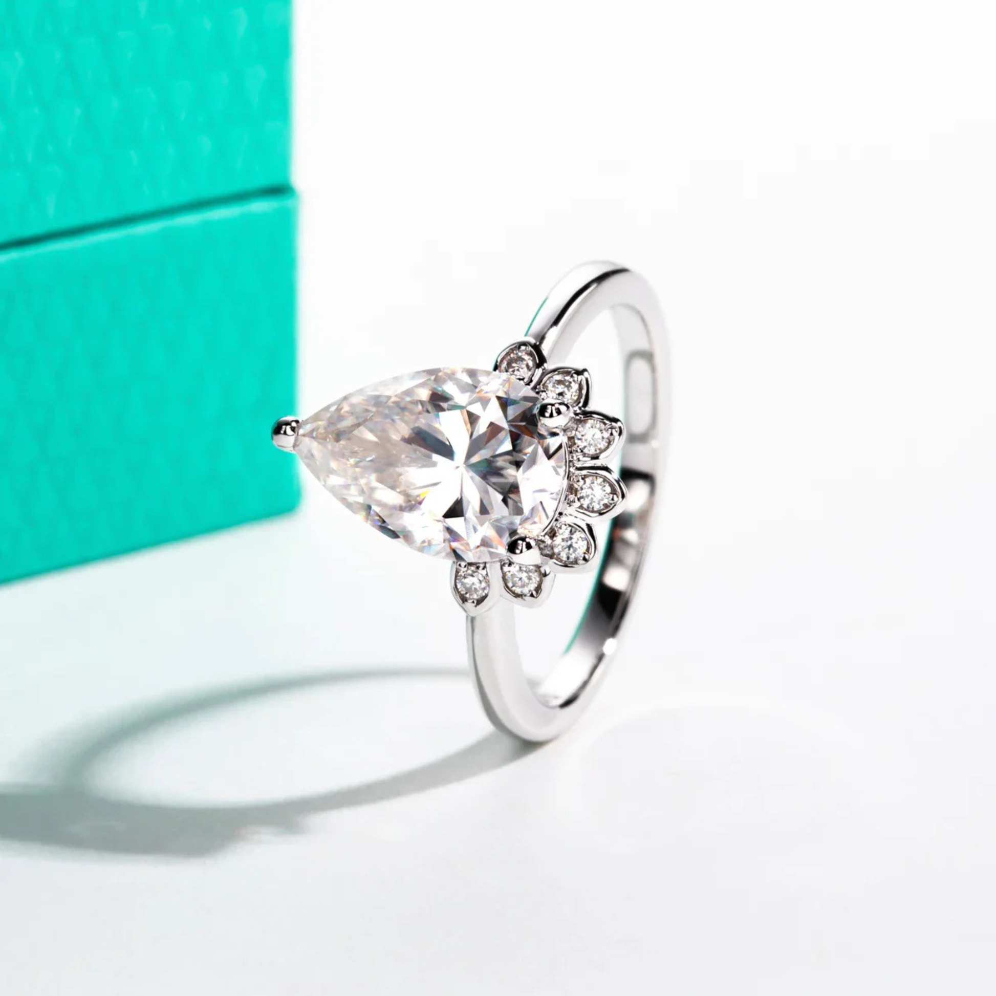 4 CT Pear Cut D Color Moissanite Engagement Ring