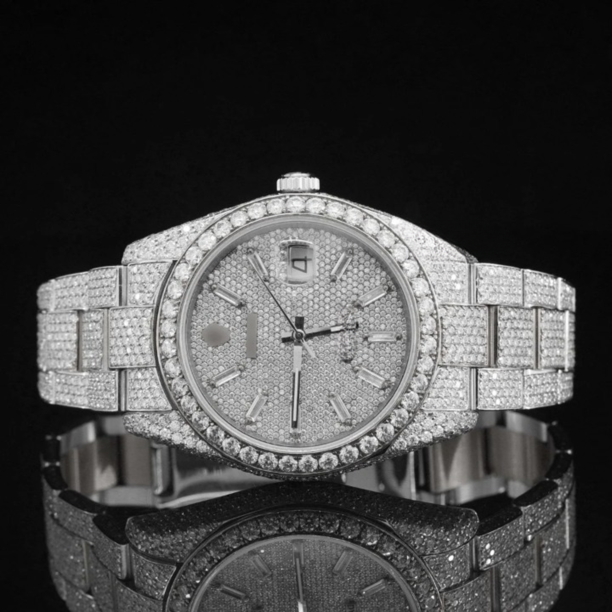 Iced Out Moissanite Watch Diamond Embellished Analog Fully Automatic