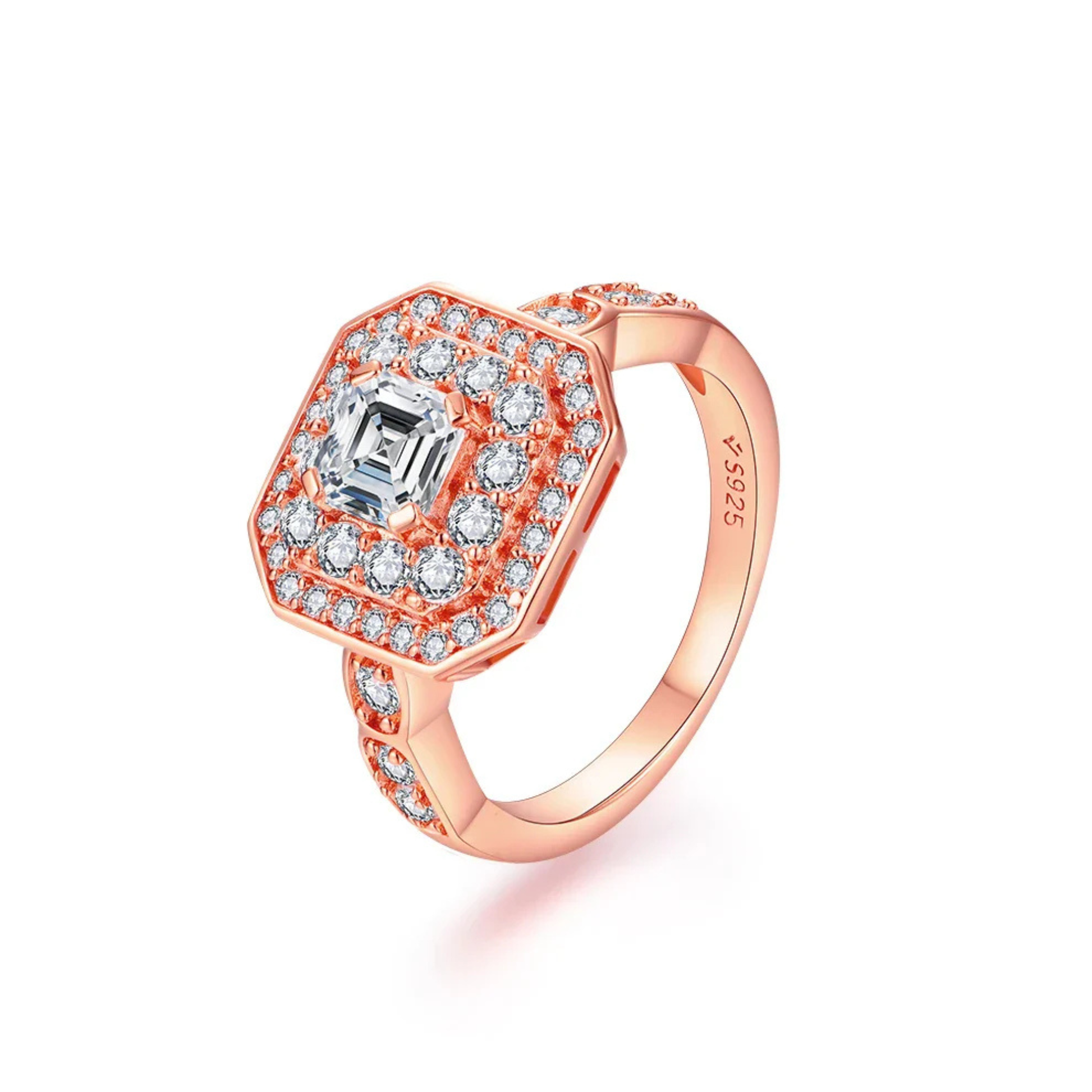 5*5 VVS1 D Color Moissanite Engagement Ring | Brilliant Cut