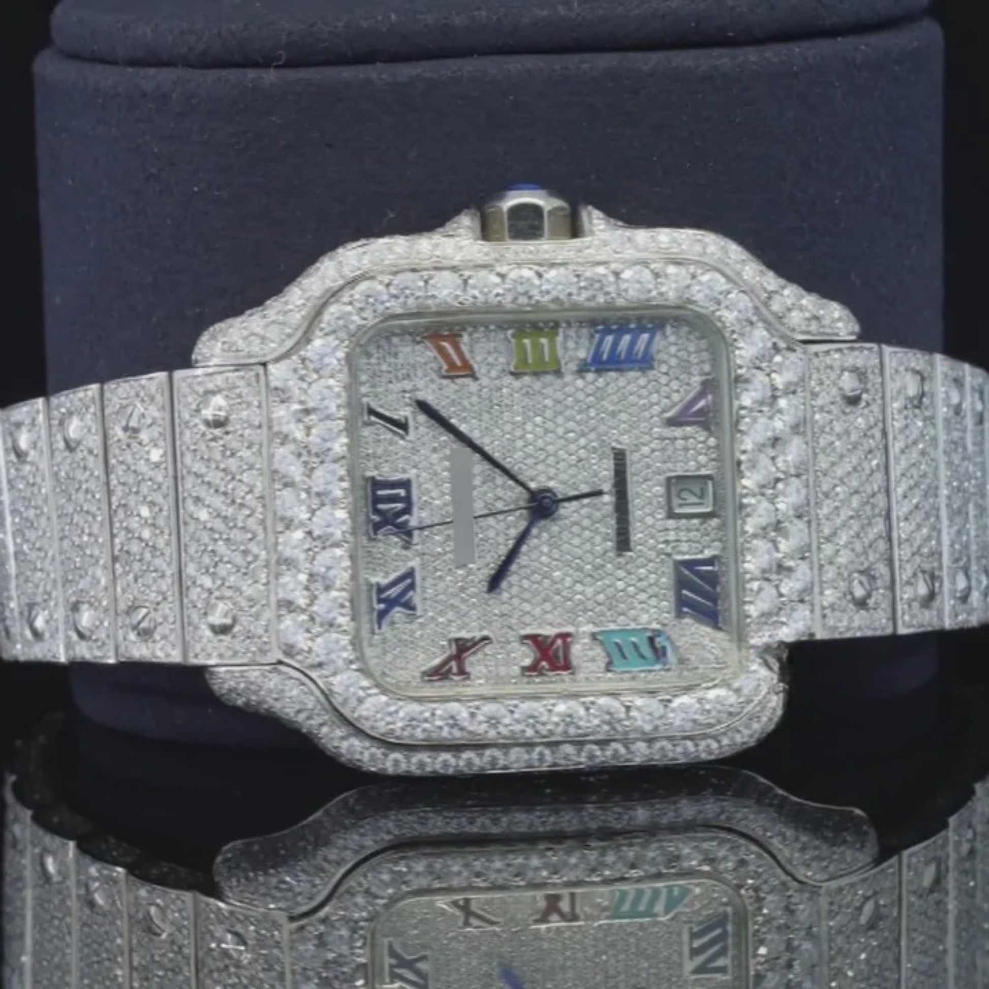 Rainbow Design Roman Number Fully Automatic Moissanite Watch