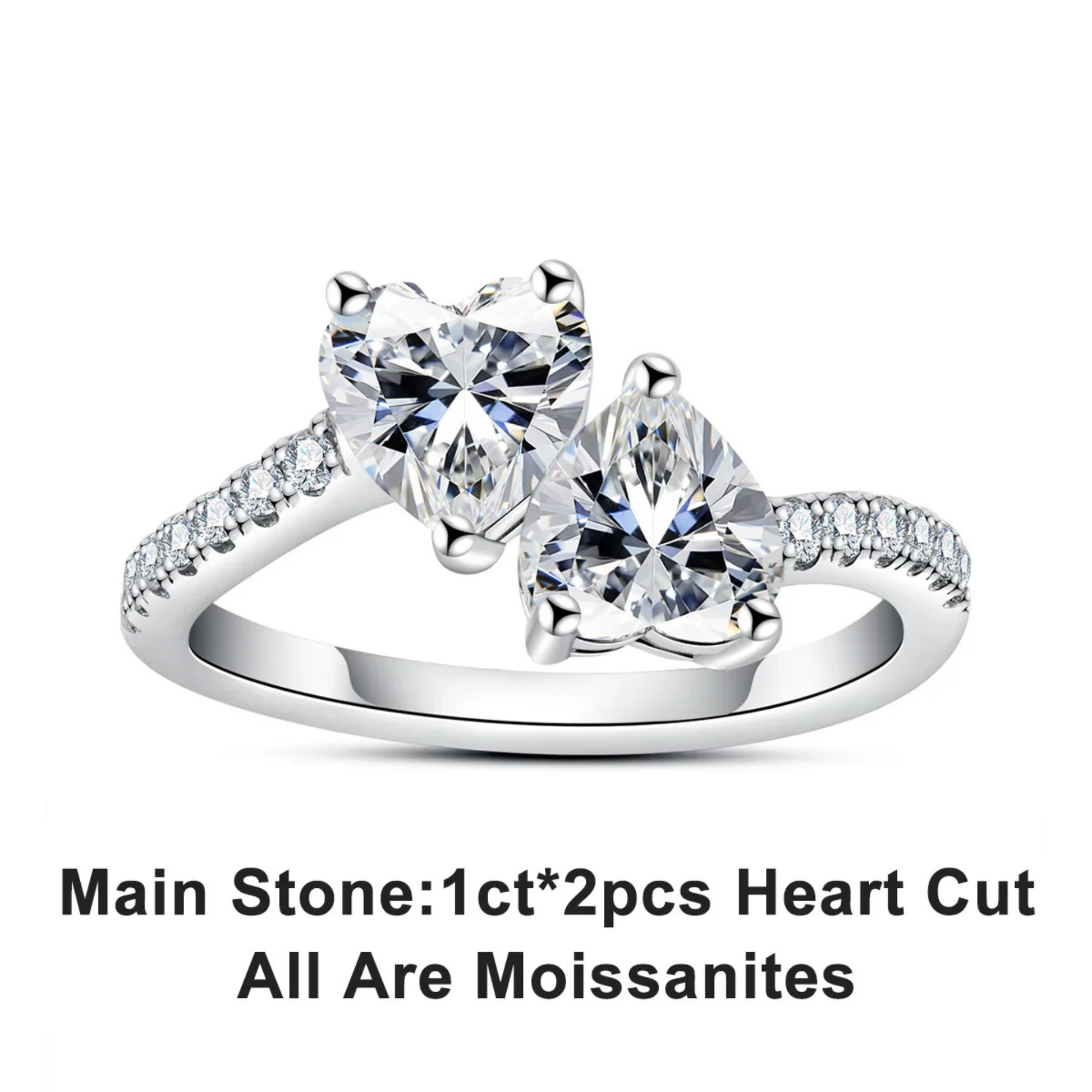 2 CT Heart Cut Twin Moissanite Engagement Ring
