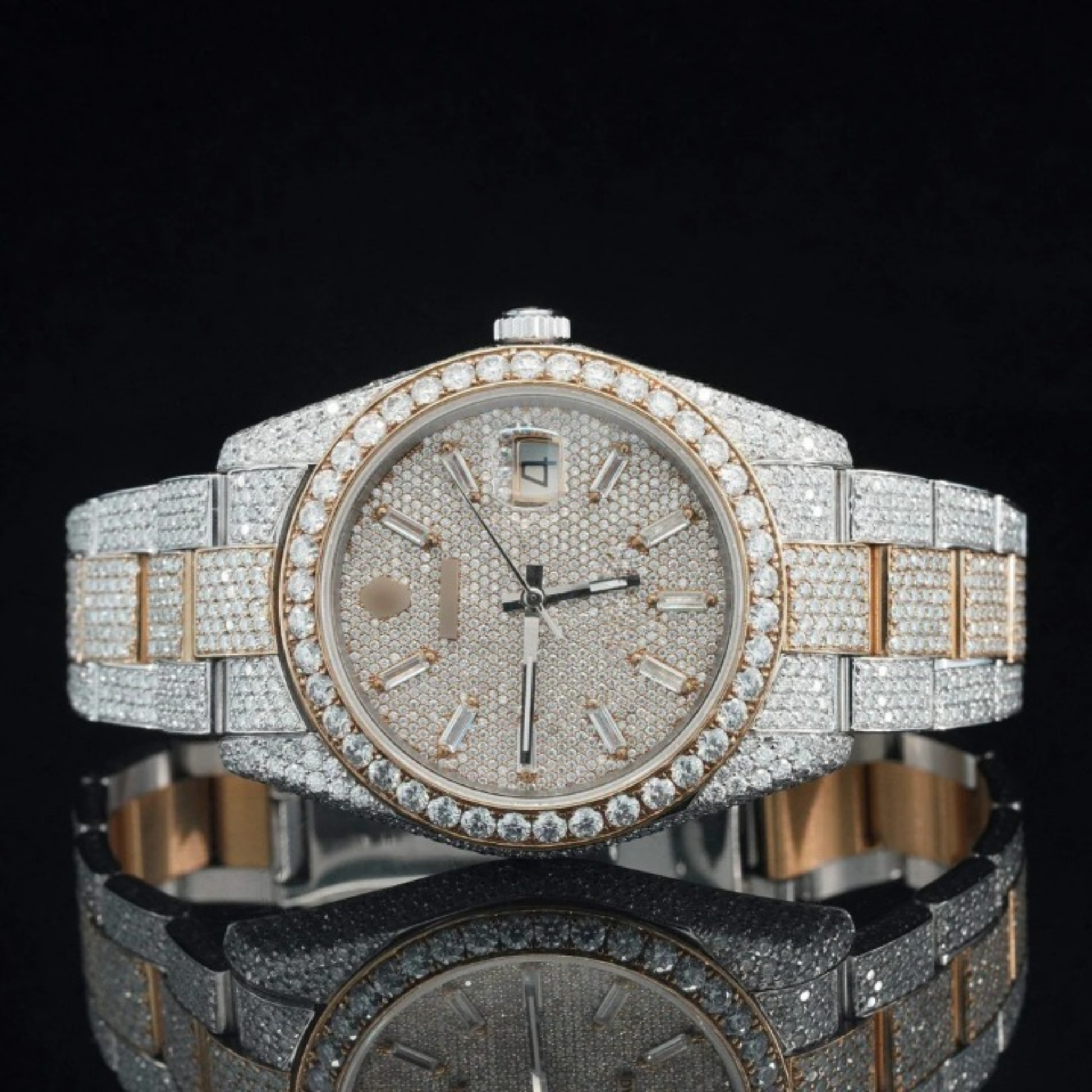 Iced Out Moissanite Watch Diamond Embellished Analog Fully Automatic