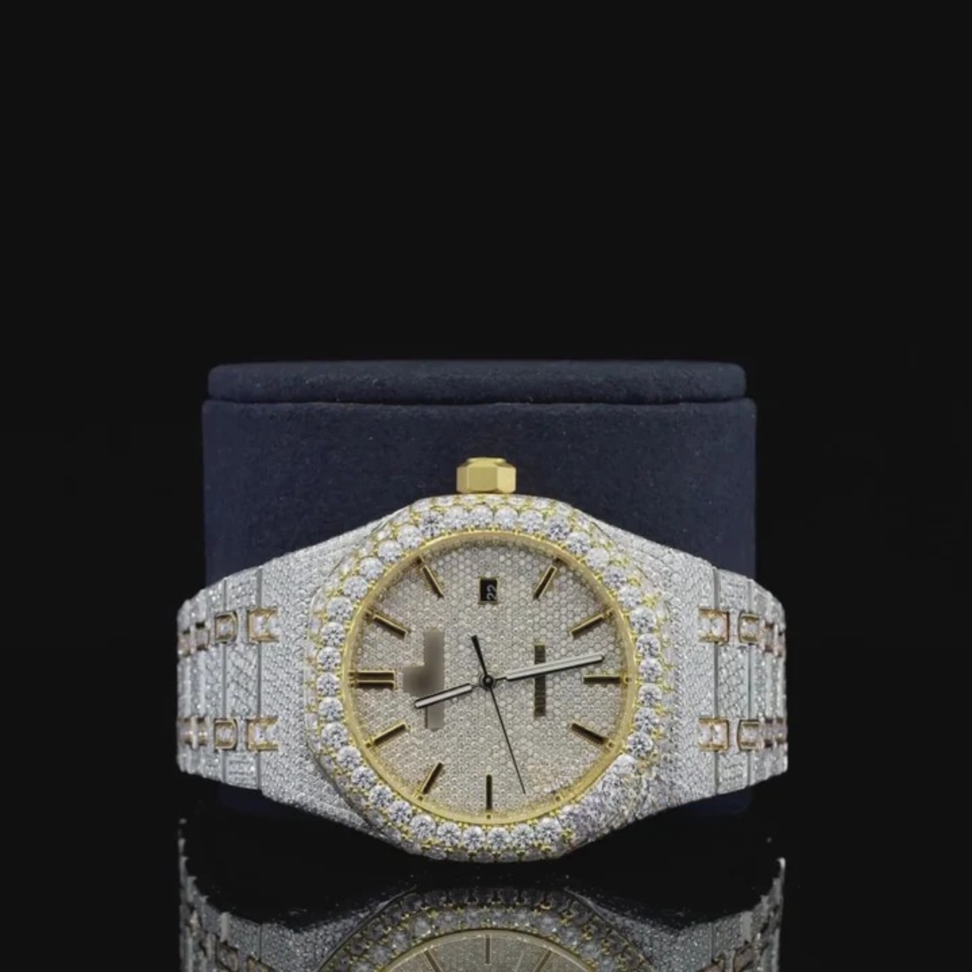 Classic Moissanite Diamond Iced Out Bust Down Automatic Watch