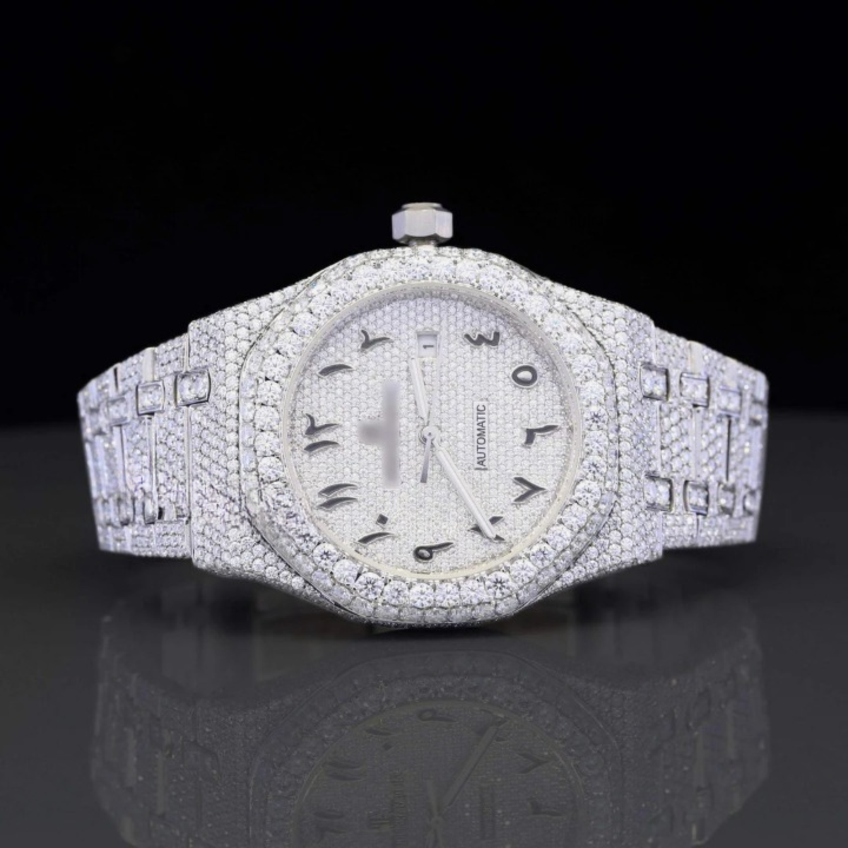 Moissanite Diamond Arabiac Number Iced Out Bust Down Automatic Watch
