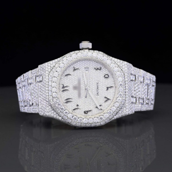 Moissanite Diamond Arabiac Number Iced Out Bust Down Automatic Watch