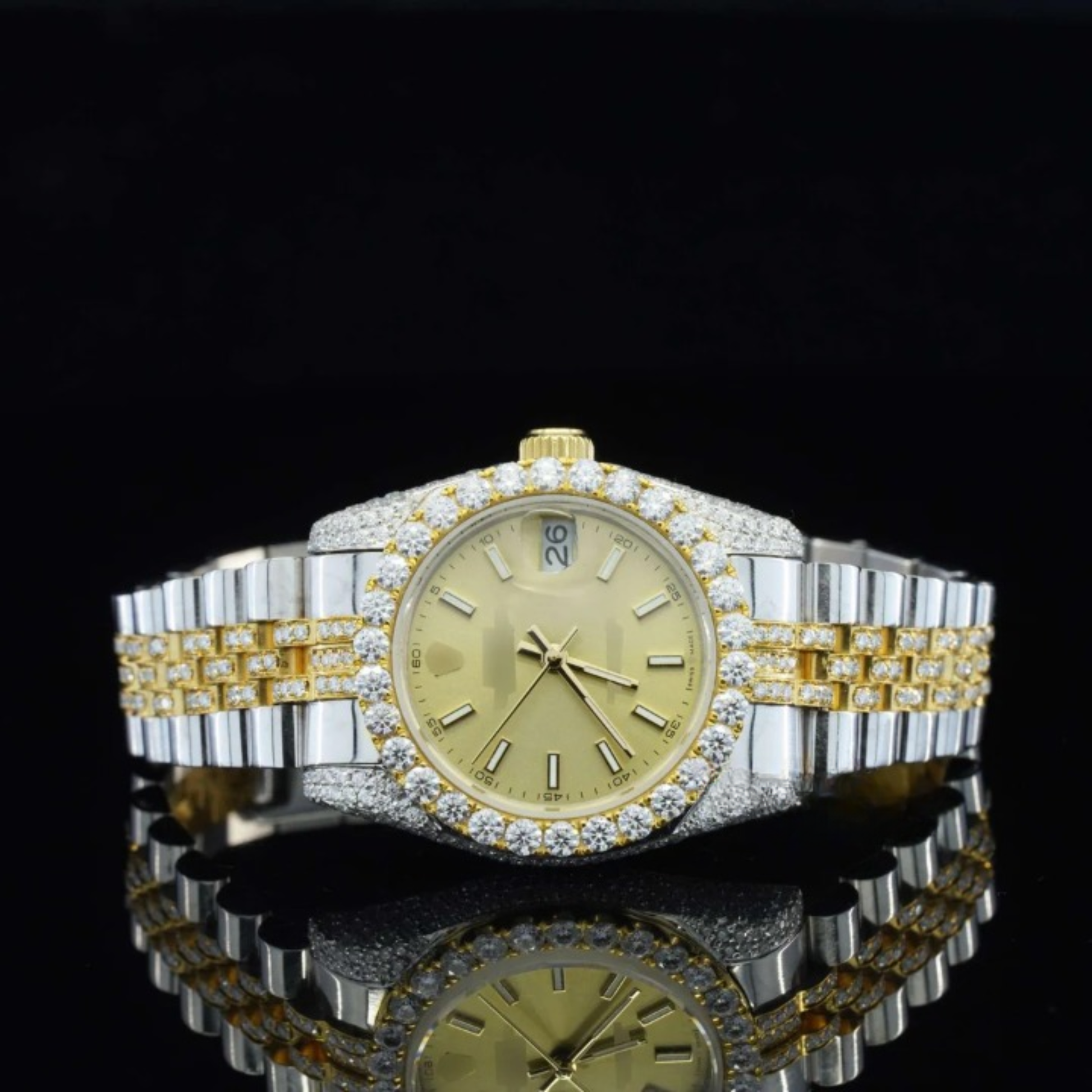 Moissanite Diamond Iced Out Fully Automatic Business Watch For Women