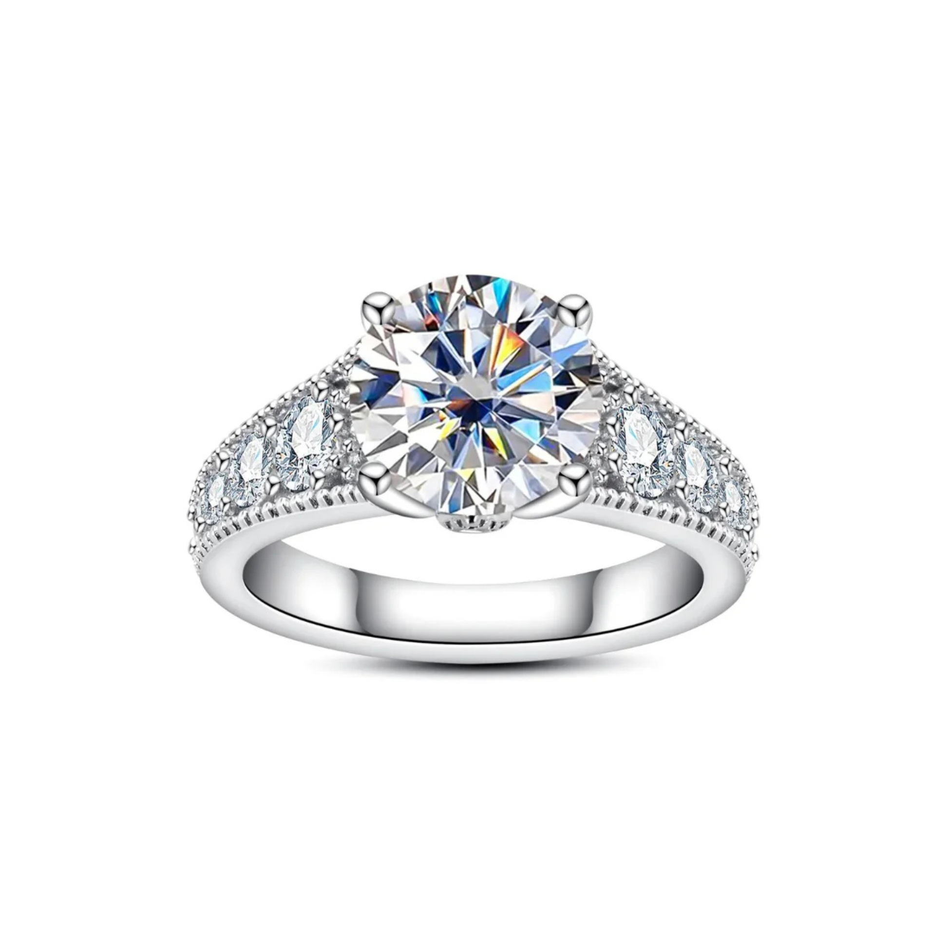 3 CT Round Cut Moissanite Engagement Ring