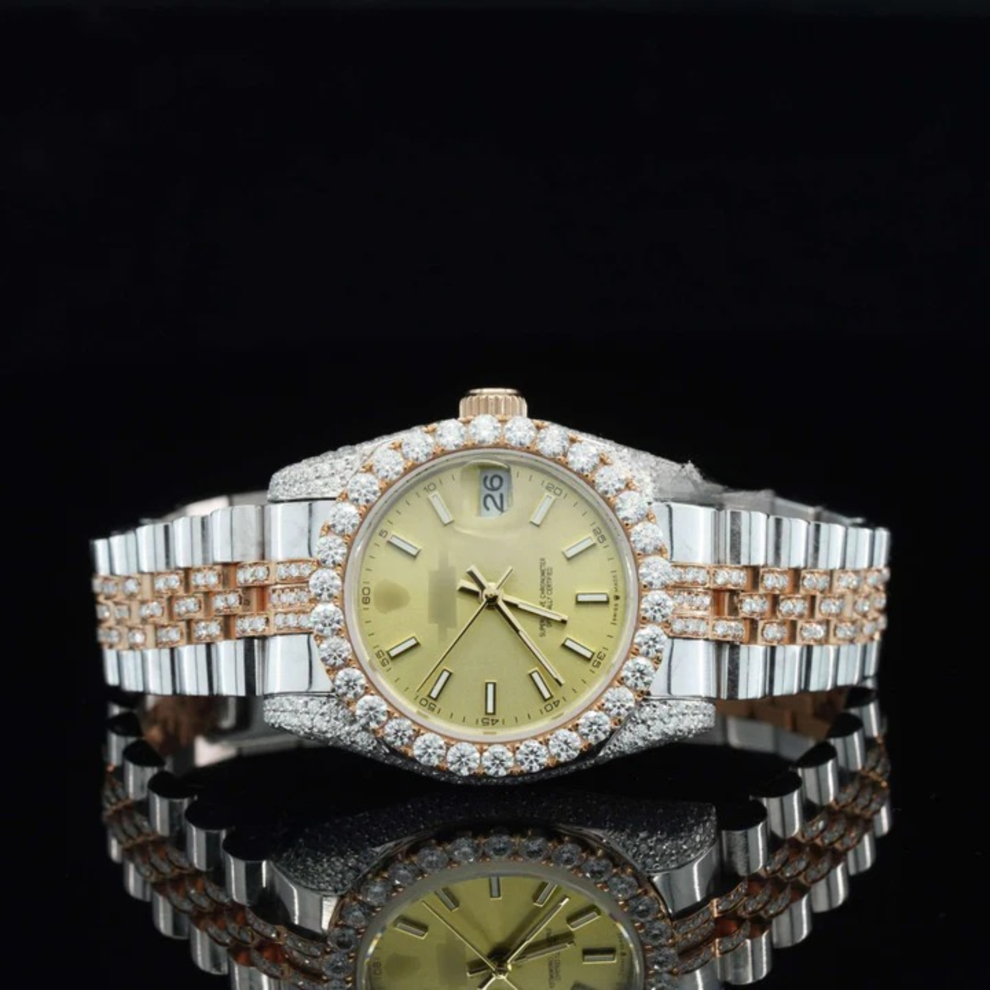 Moissanite Diamond Iced Out Fully Automatic Business Watch For Women