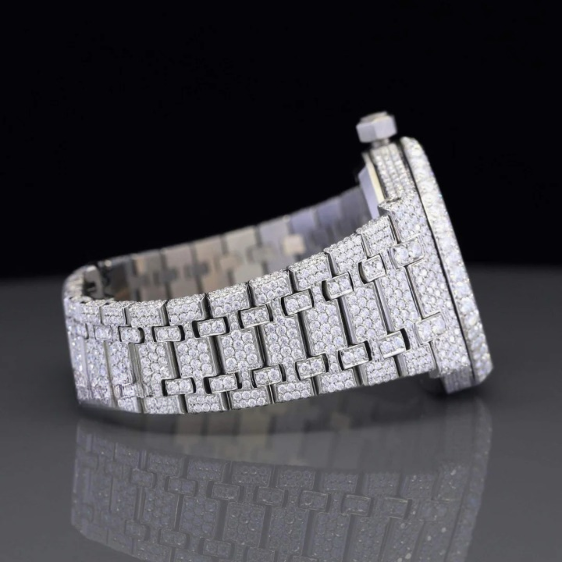 Moissanite Diamond Arabiac Number Iced Out Bust Down Automatic Watch
