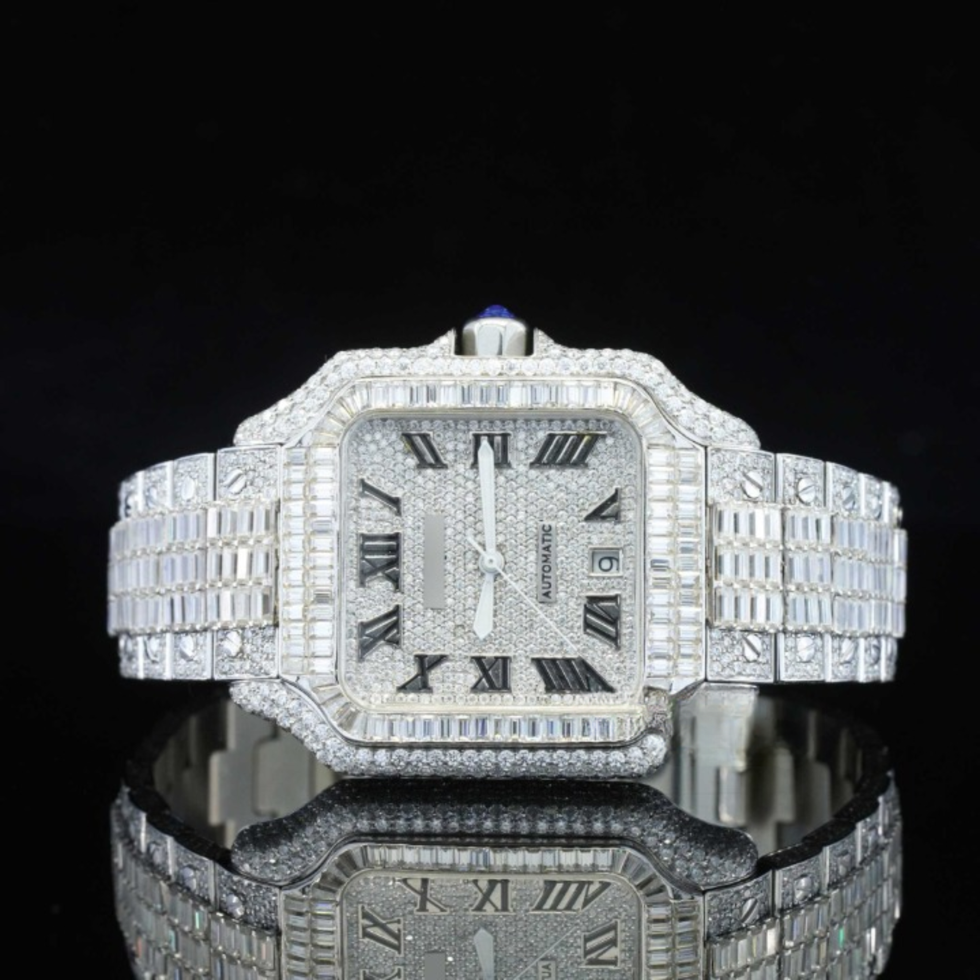 Iconic Roman Number Hip Hop Iced Out Moissanite Watch