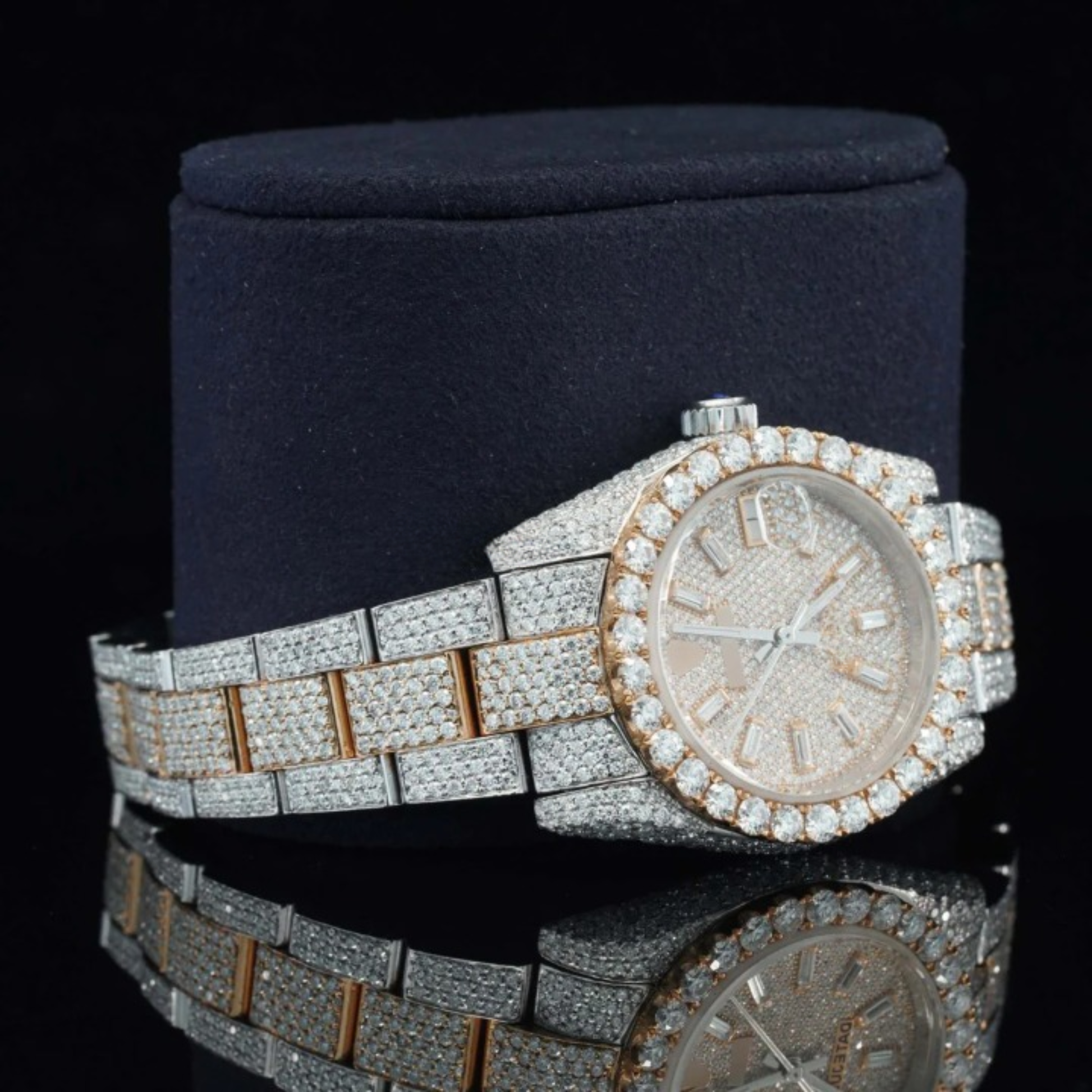 Moissanite Watch Two Color Tone Iced Out Automatic Watch