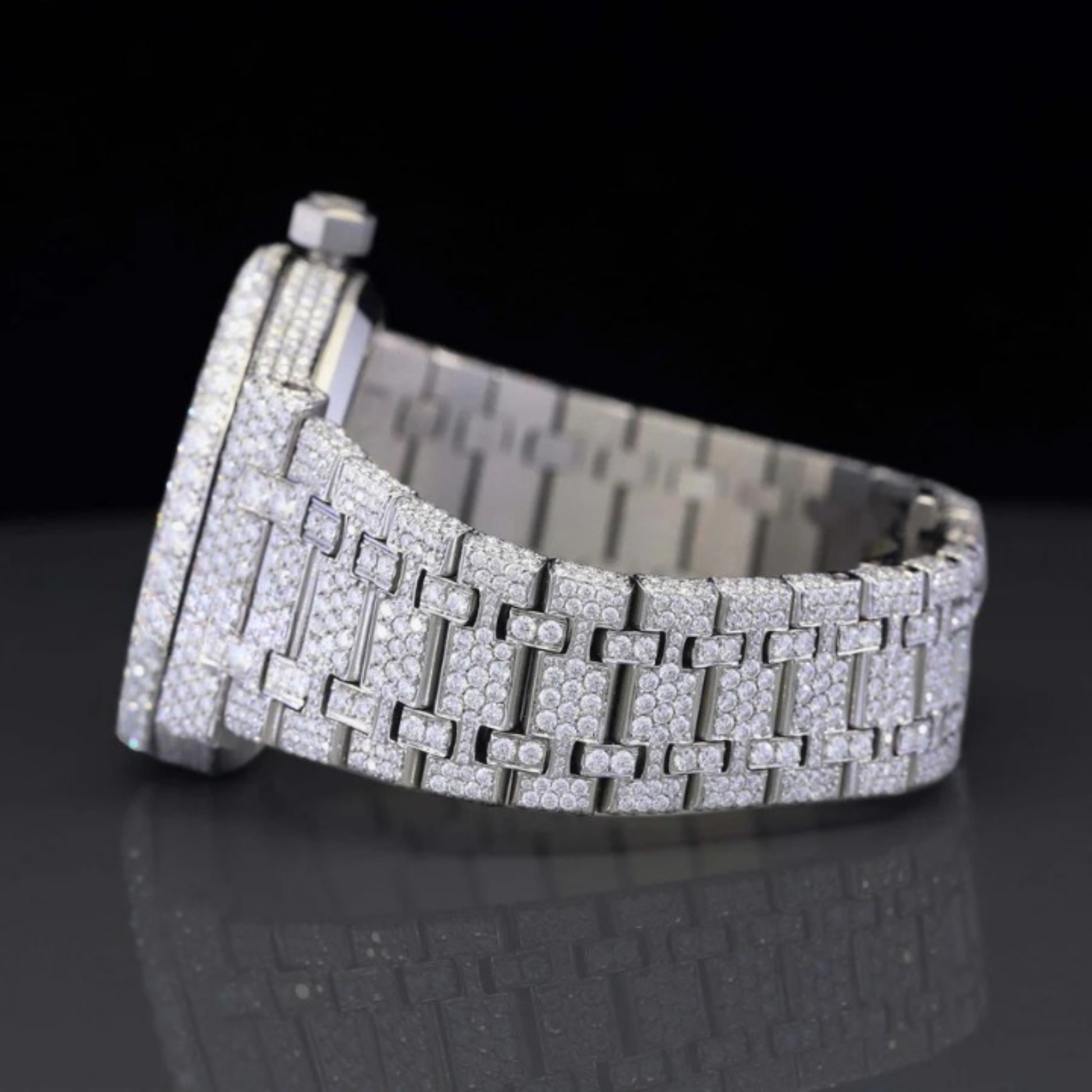 Moissanite Diamond Arabiac Number Iced Out Bust Down Automatic Watch