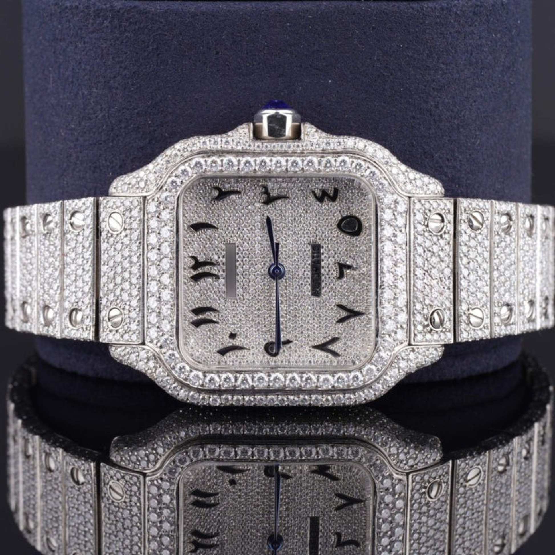 Moissanite Watch Iced Out Automatic Arabic Style Watch