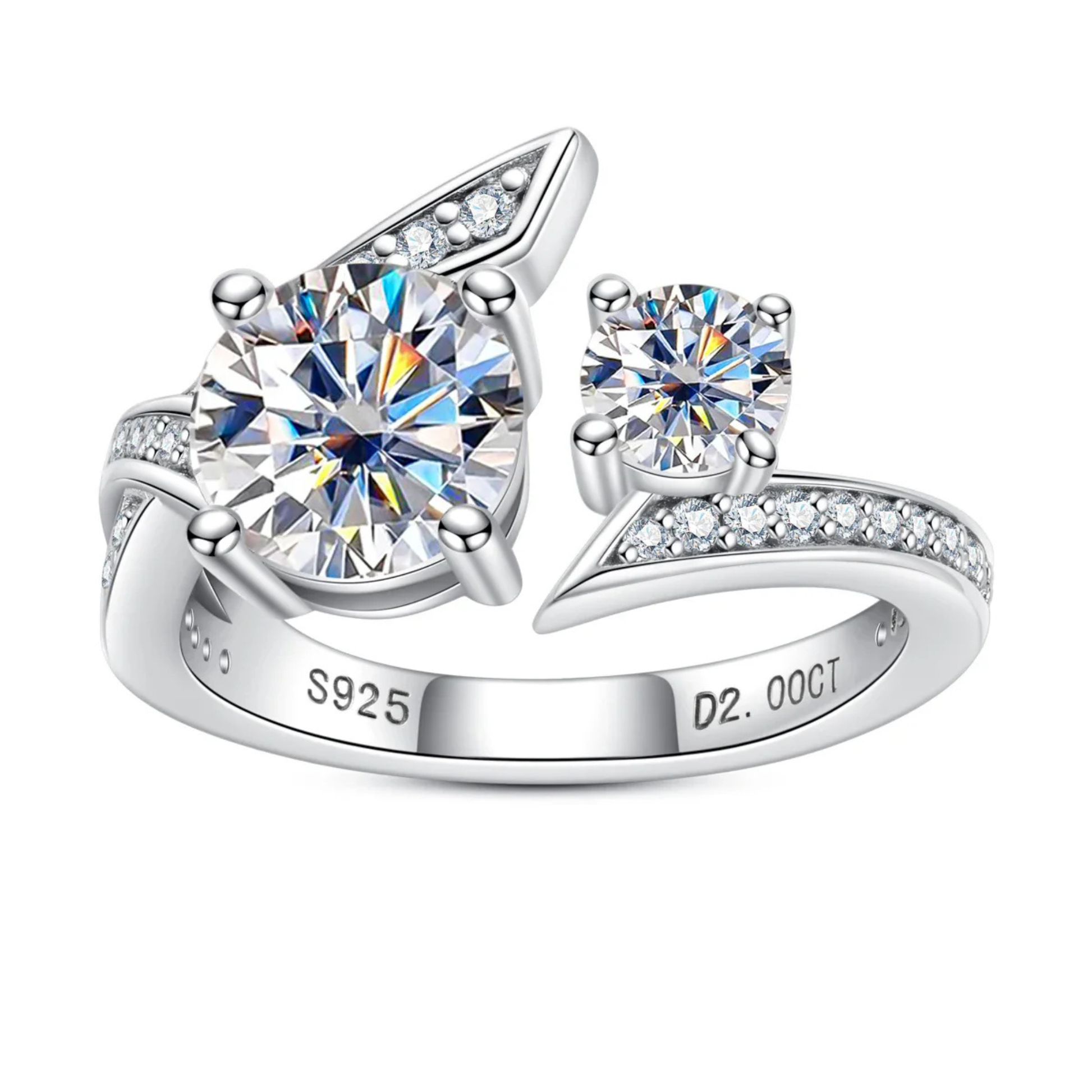 2 CT Moissanite Engagement Adjustable Ring