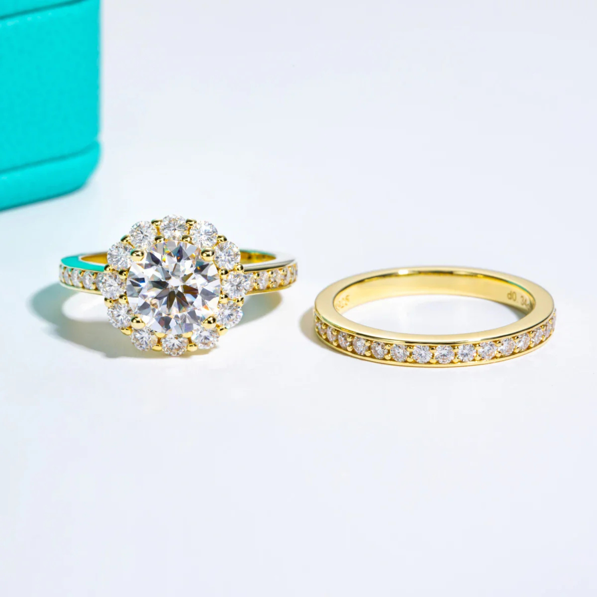 2 CT Round Cut Moissanite Engagement Bridal Ring Set