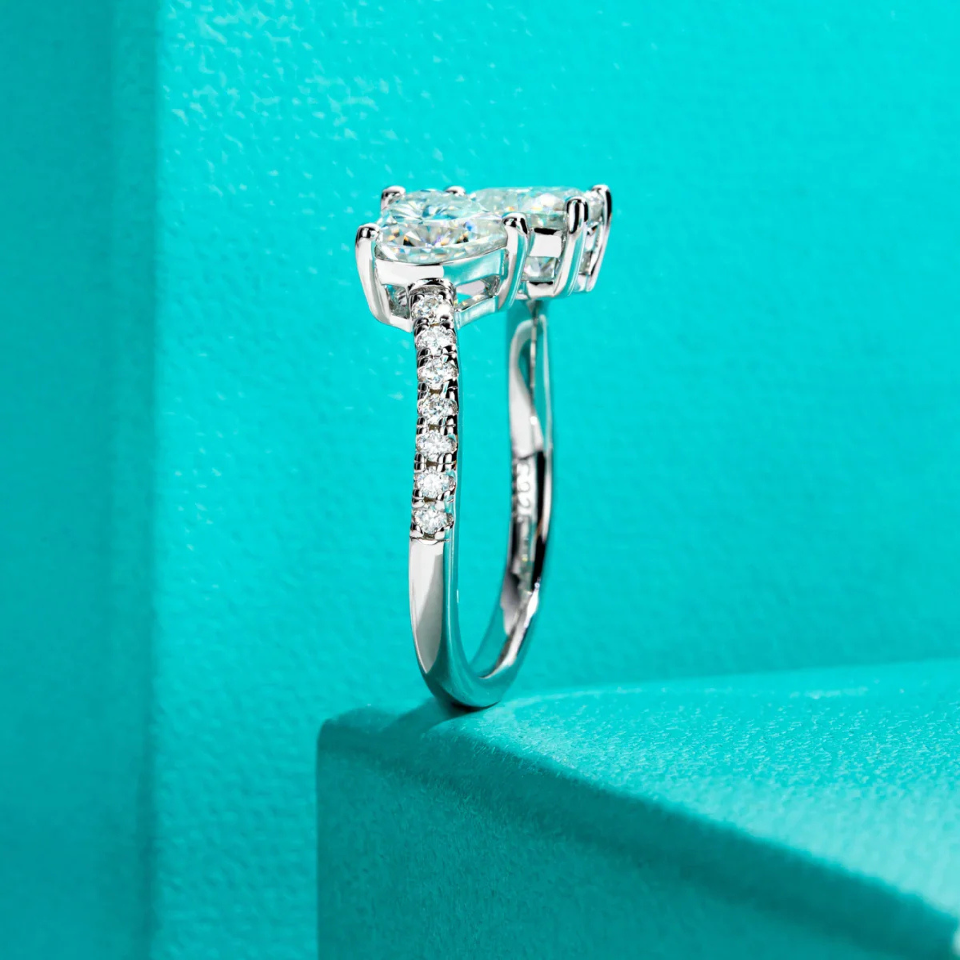 2 CT Heart Cut Twin Moissanite Engagement Ring