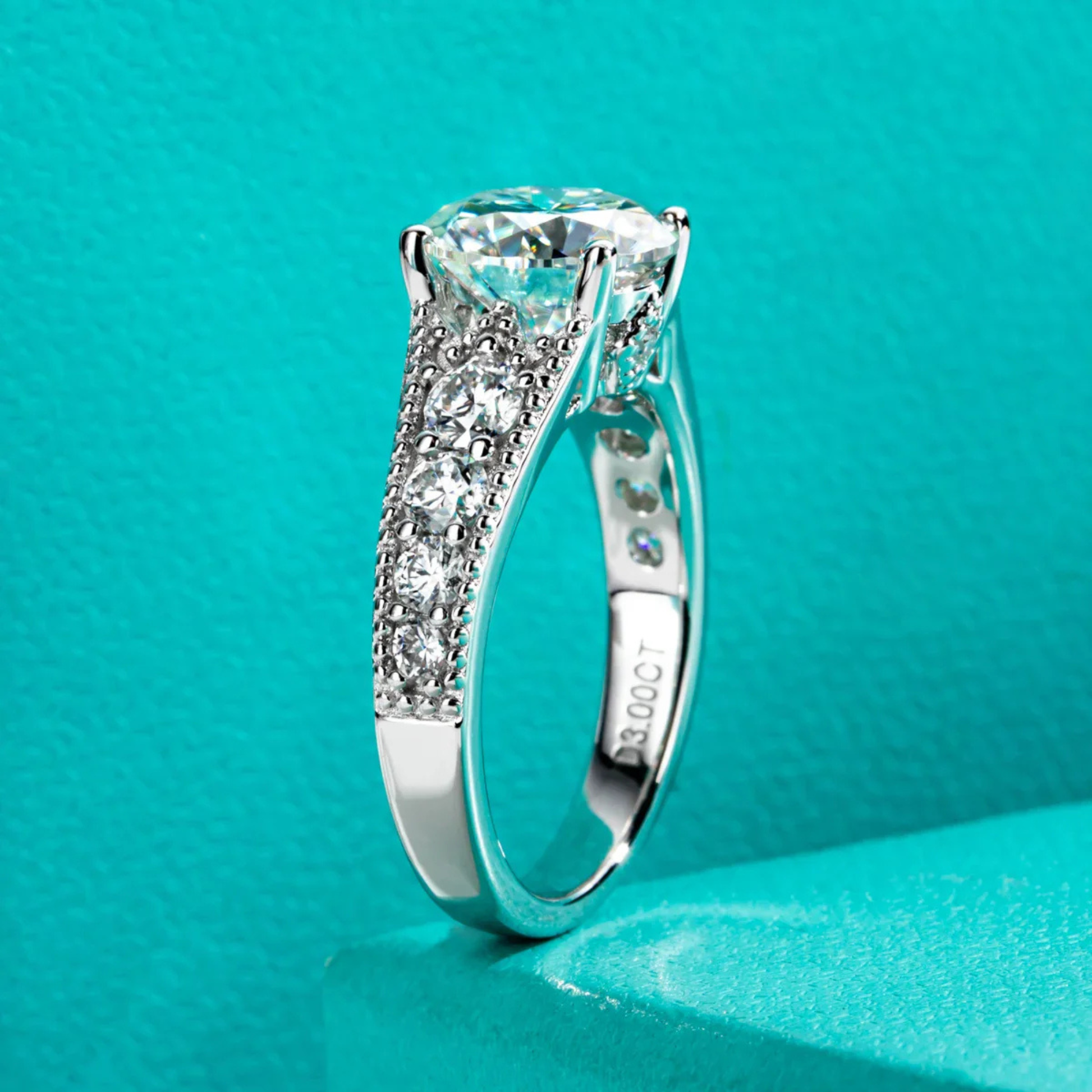 3 CT Round Cut Moissanite Engagement Ring