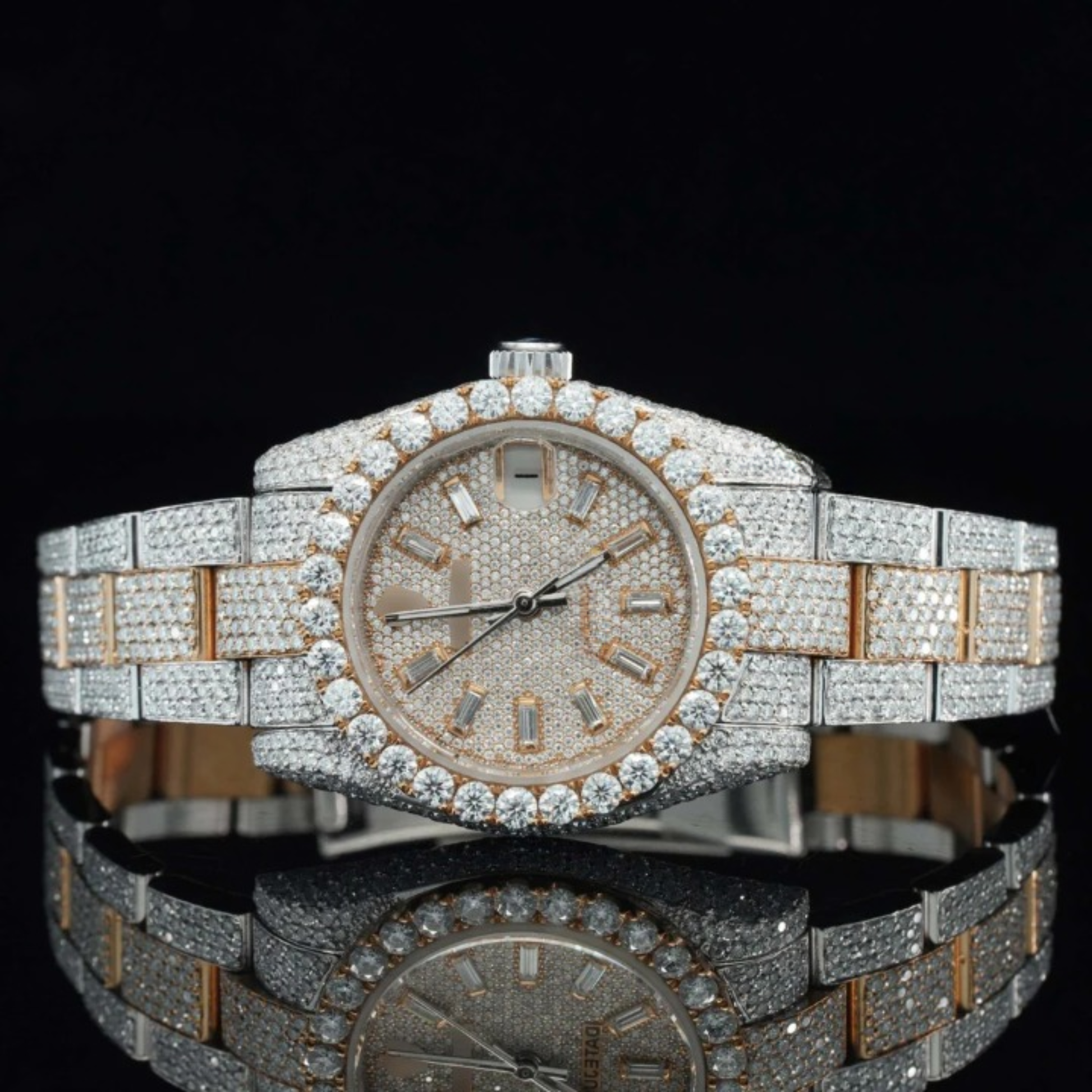 Moissanite Watch Two Color Tone Iced Out Automatic Watch