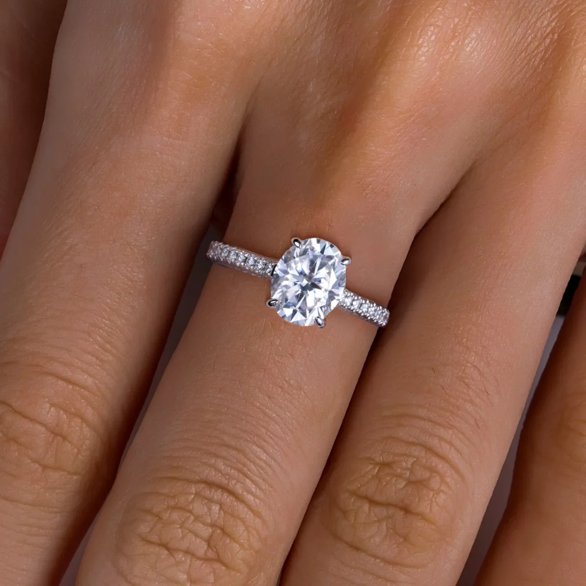 3 CT Oval Cut Moissanite Engagement Ring