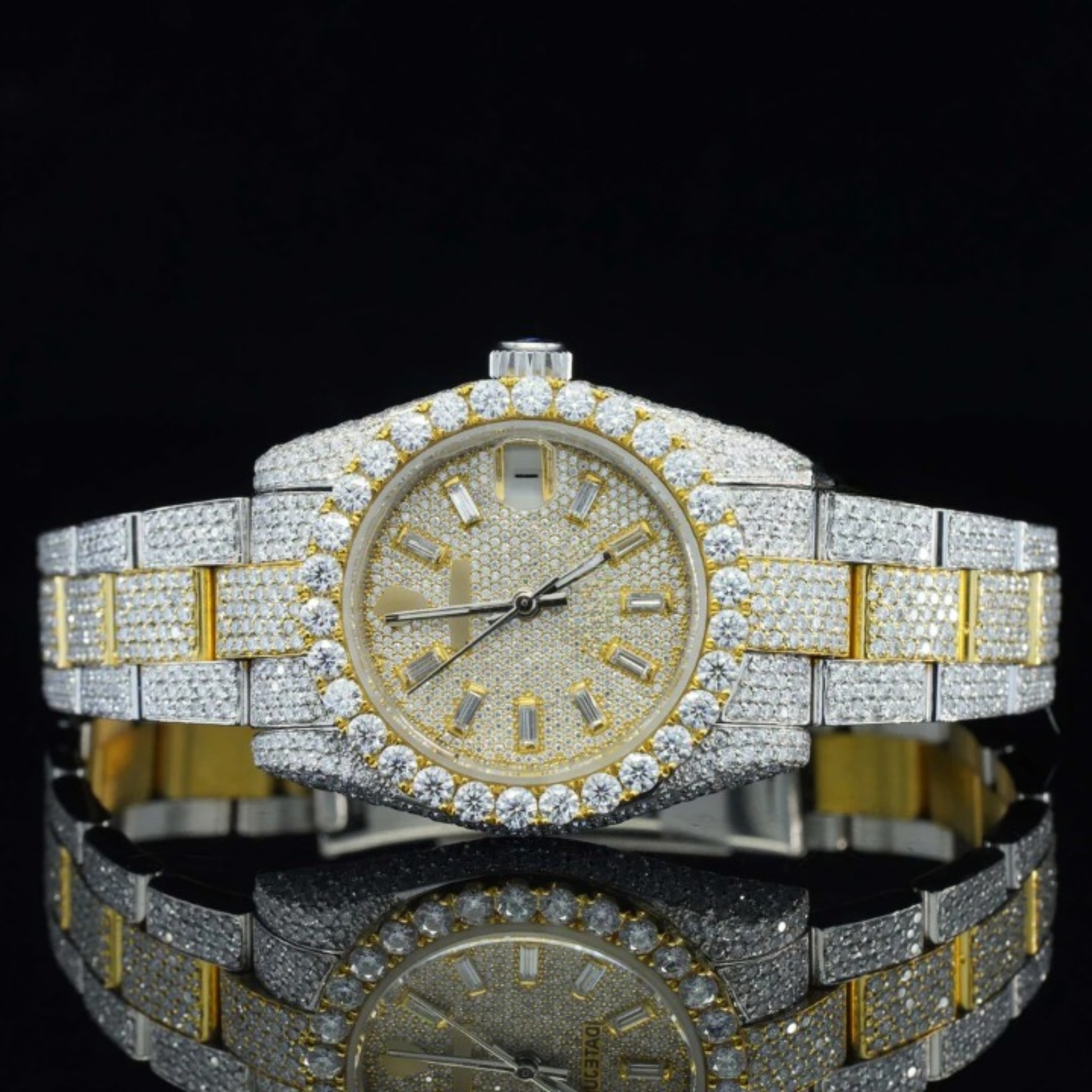 Moissanite Watch Two Color Tone Iced Out Automatic Watch