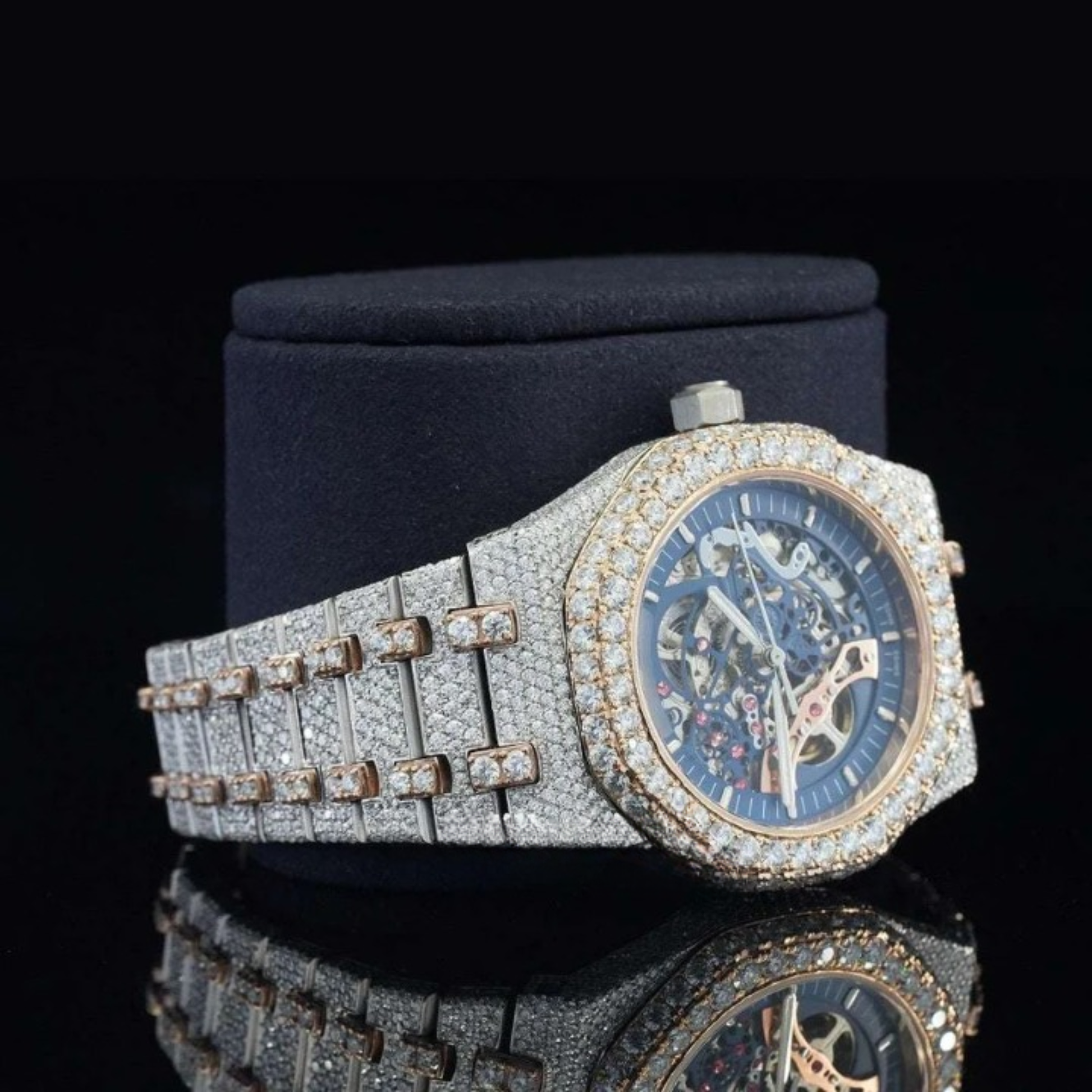 Fashionable Moissanite Watch Diamond Iced Out Automatic Movement For Men