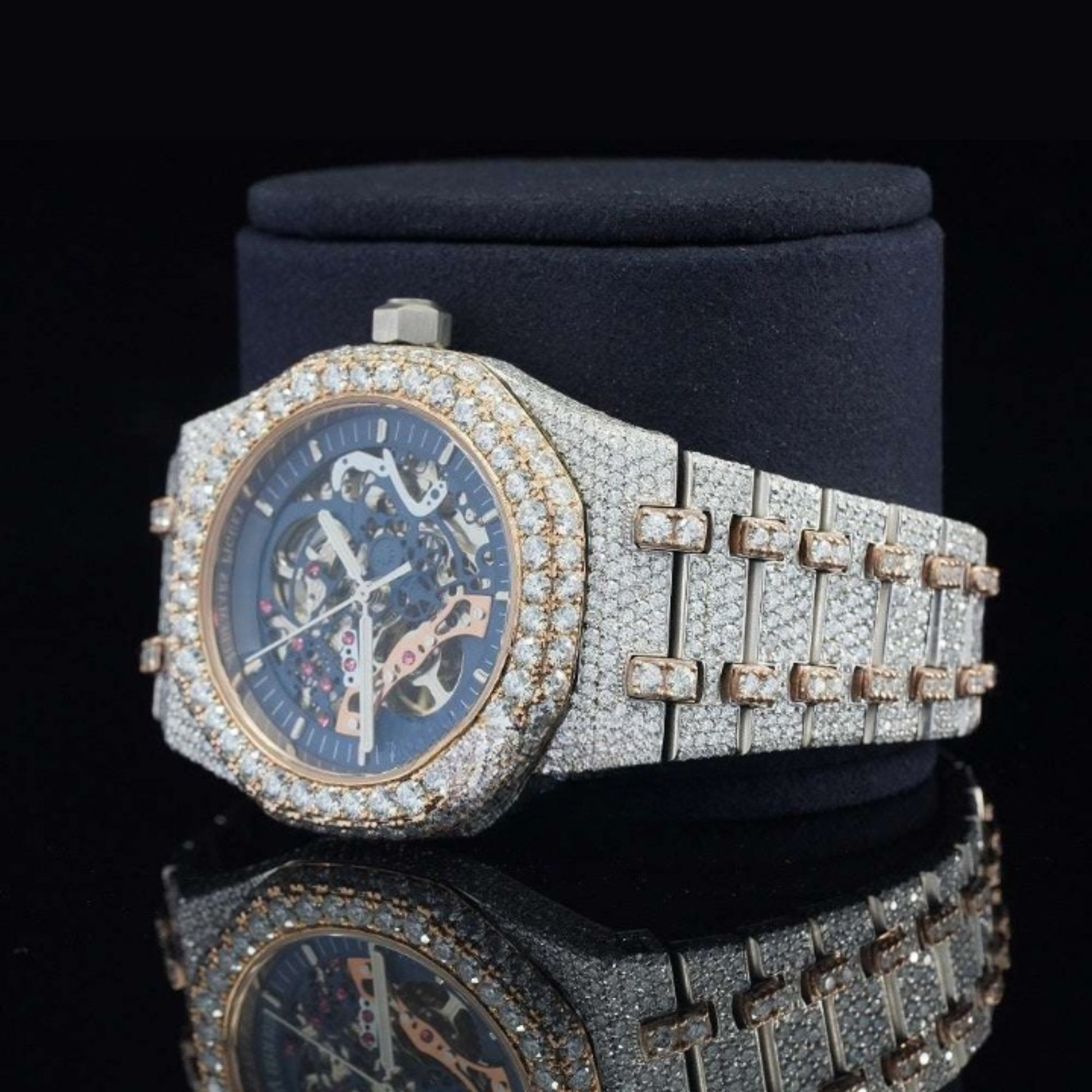 Fashionable Moissanite Watch Diamond Iced Out Automatic Movement For Men