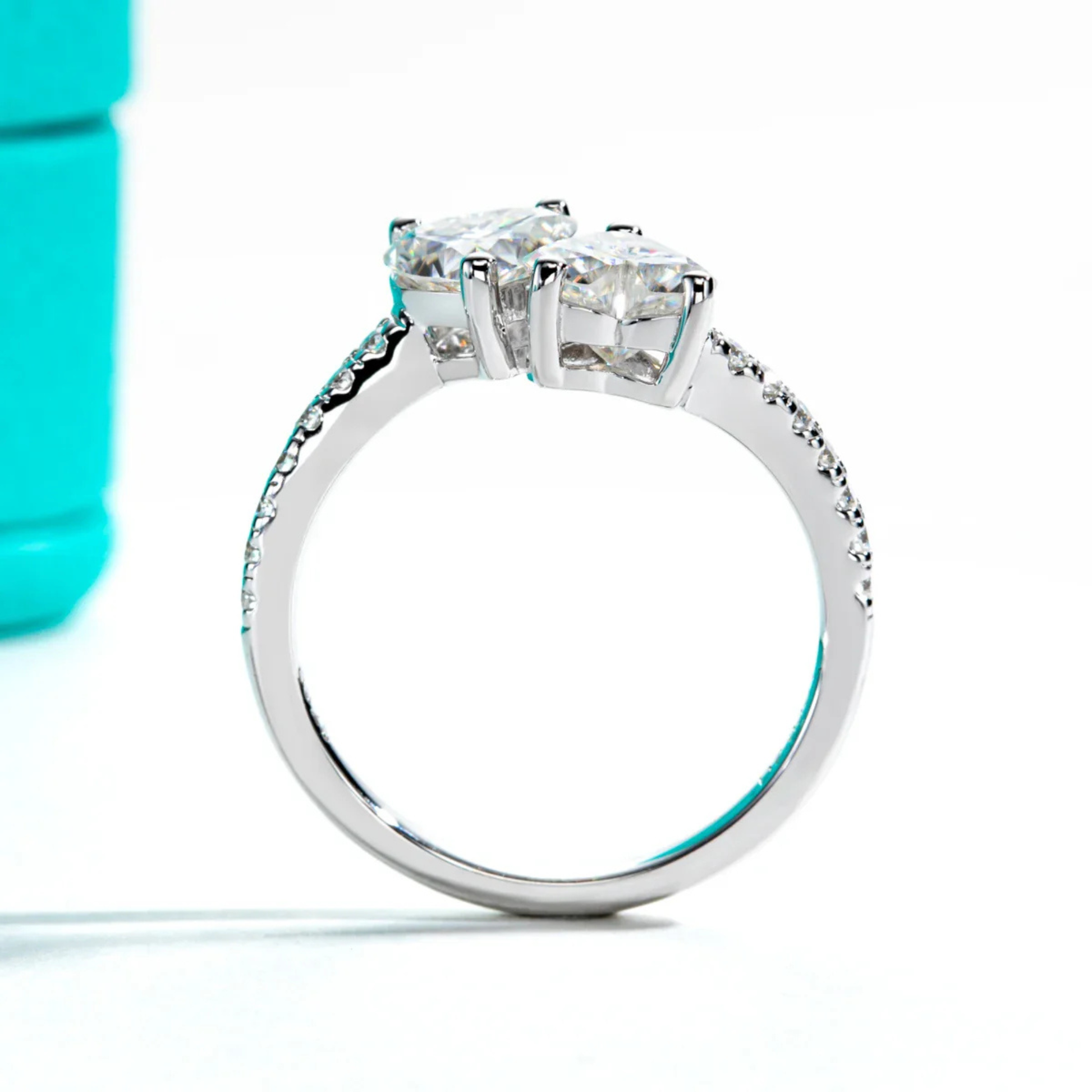 2 CT Heart Cut Twin Moissanite Engagement Ring