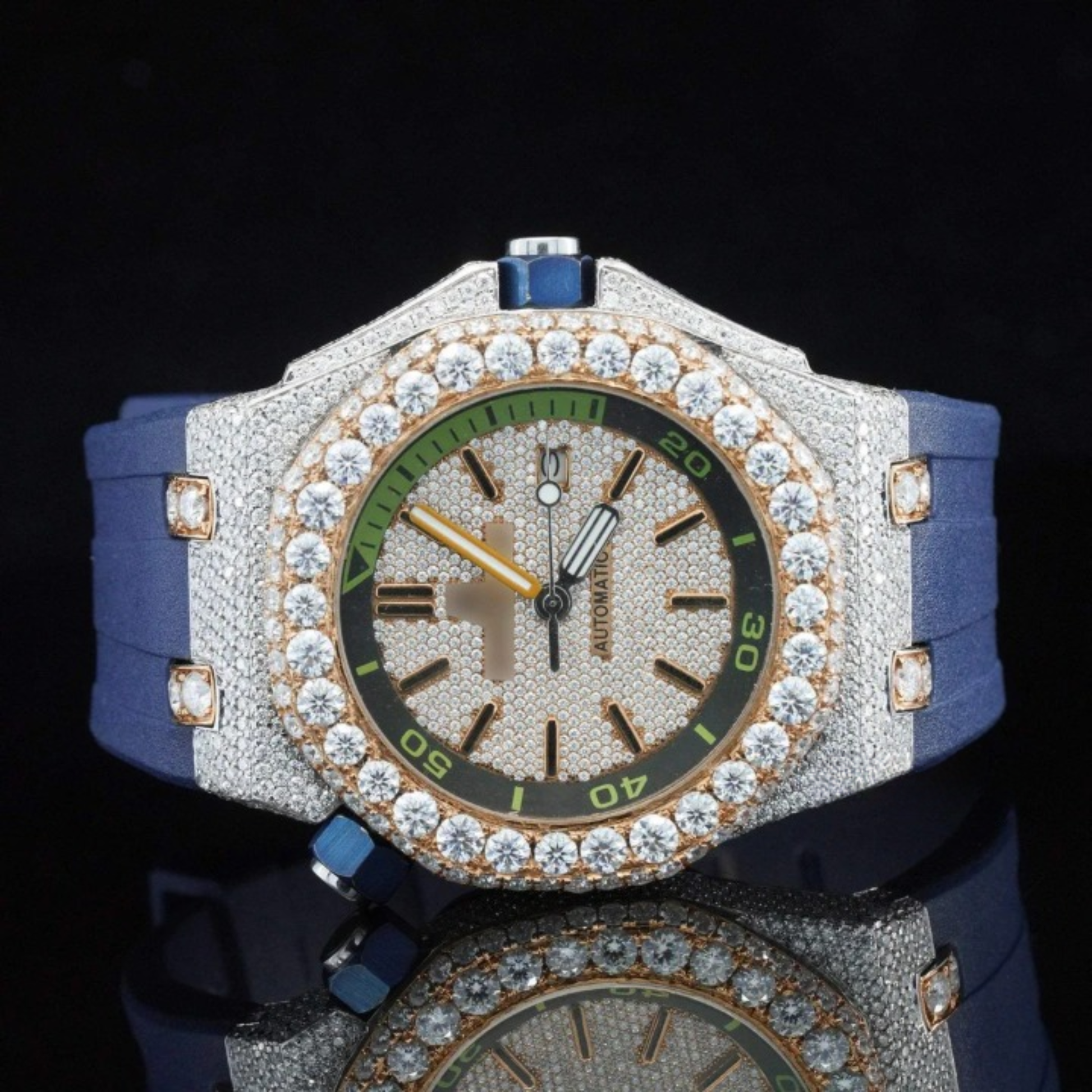 Awesome Diamond Iced Out Chronograph Wrist Moissanite Watch