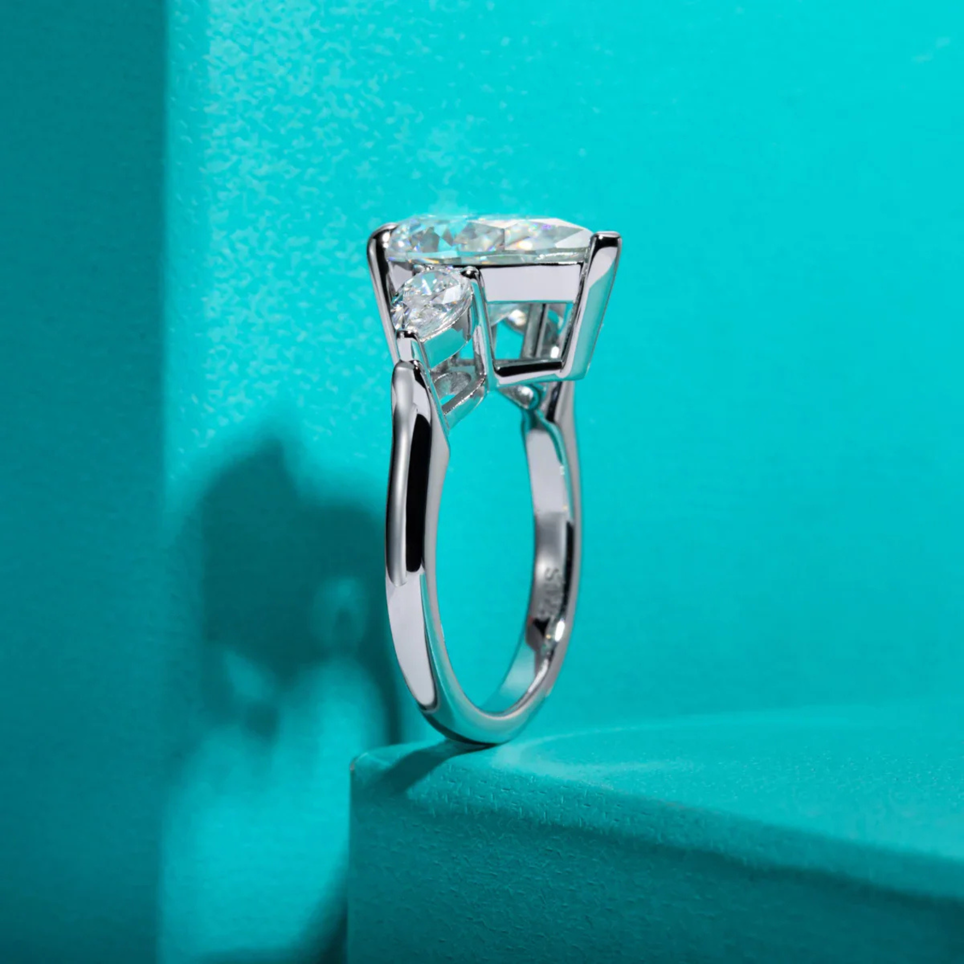 6 CTTW Pear Cut Moissanite Engagement Ring