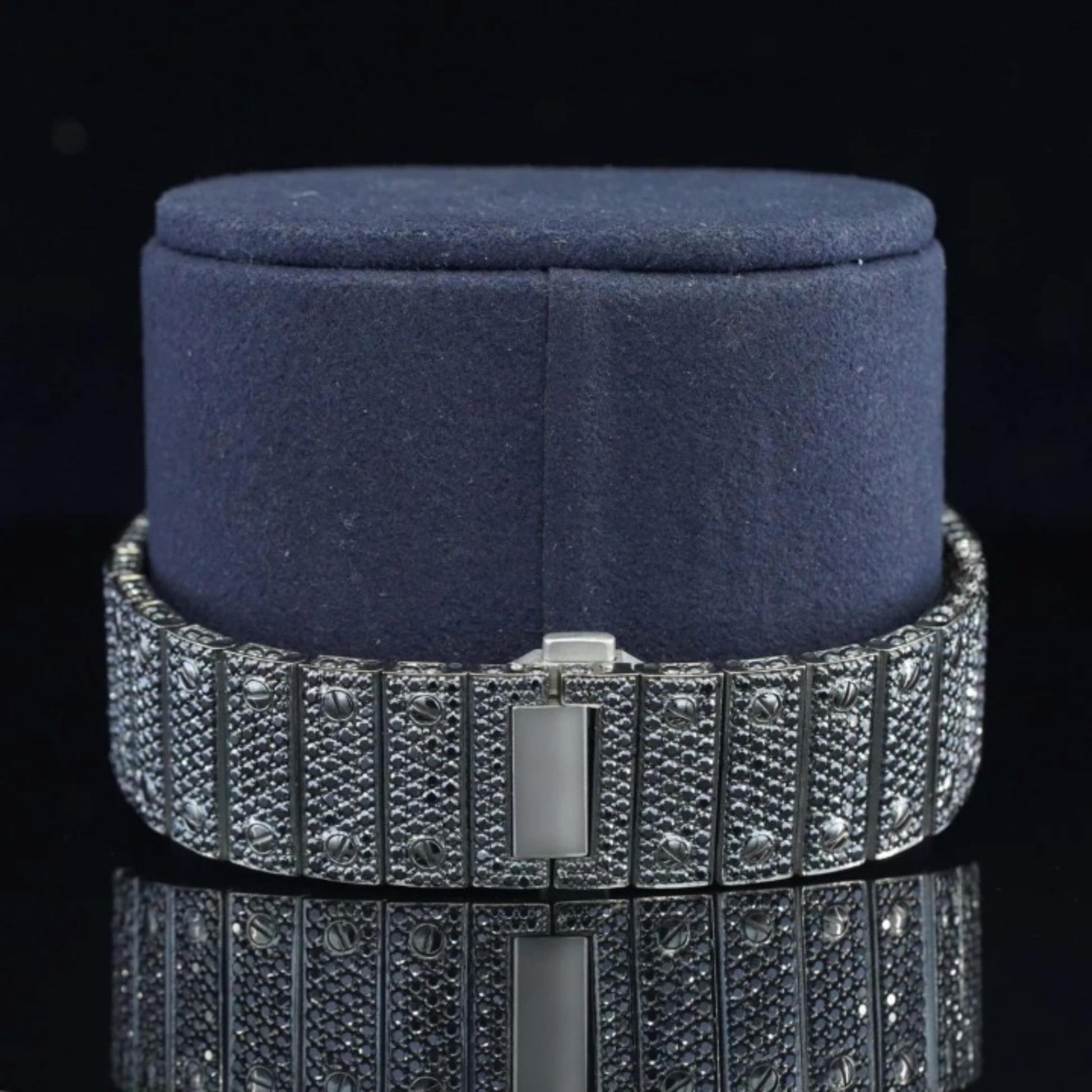 Fantastic Fully iced Out Moissanite Watch Jet Black Automatic