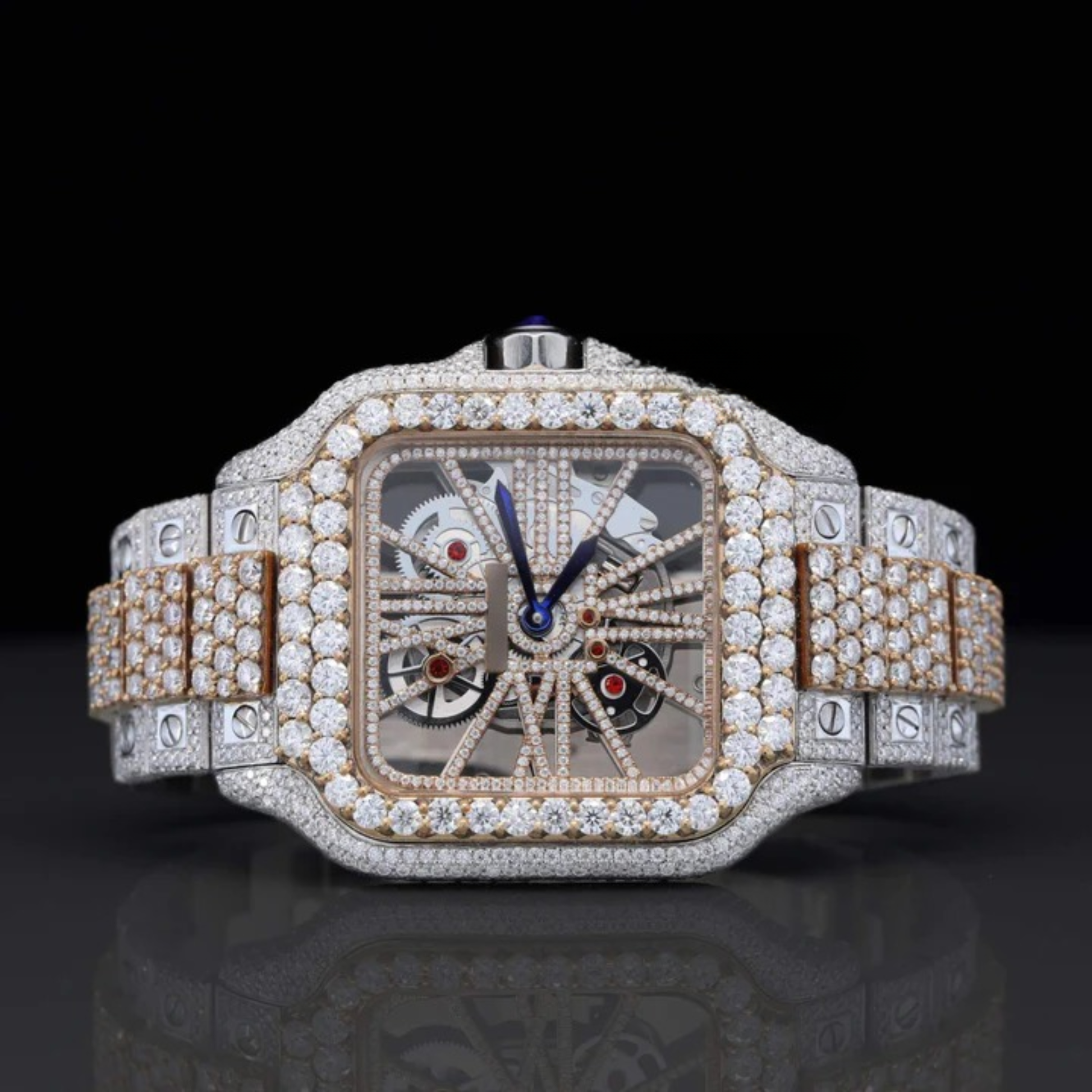 Aesthetic Two Tone Moissanite Watch For Men Automatic Movement