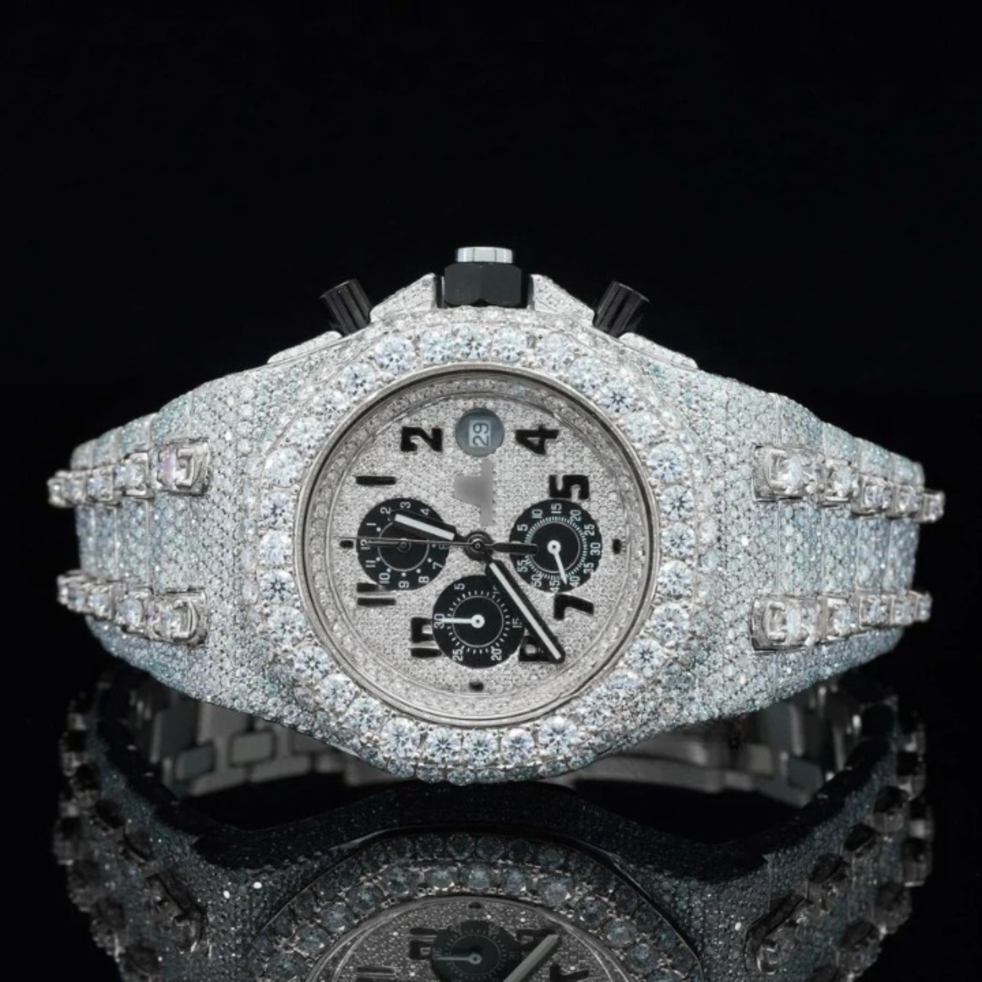 Uniquely Crafted Two Tone Fully Iced Out Automatic Moissanite Watch For Men