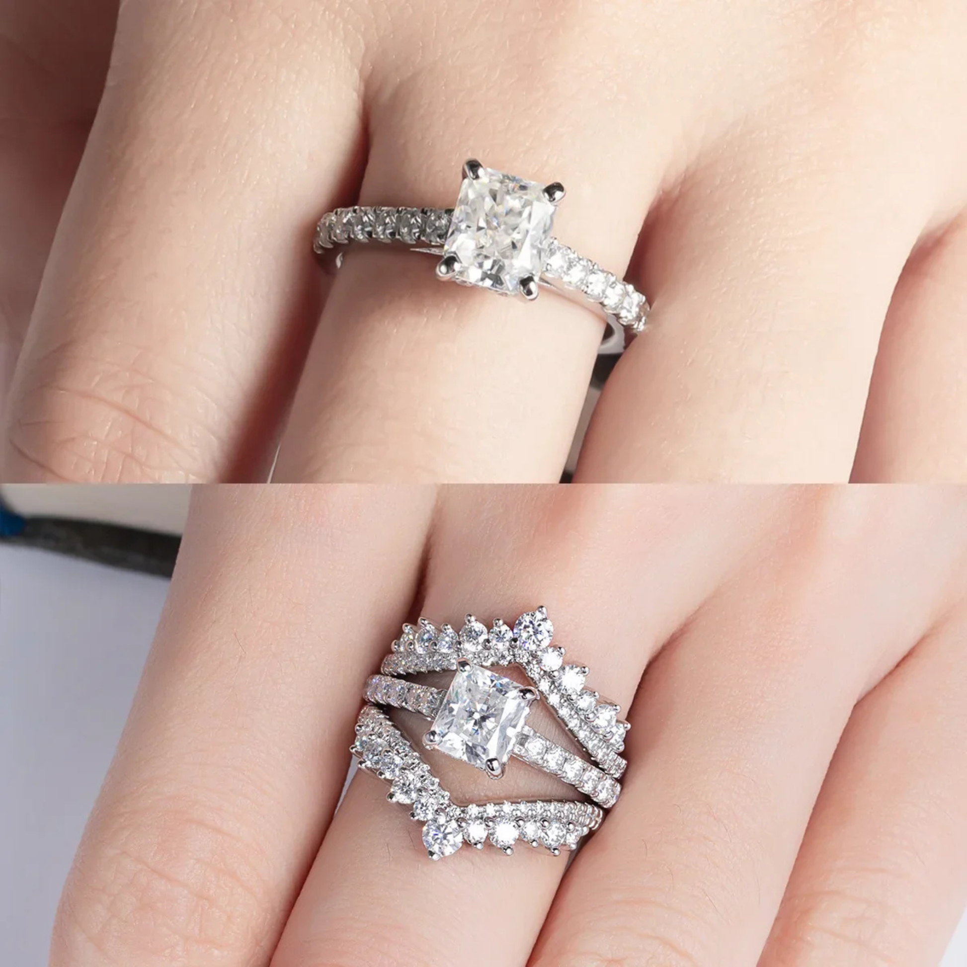 1.5 CT Radiant Cut Moissanite Engagement Ring