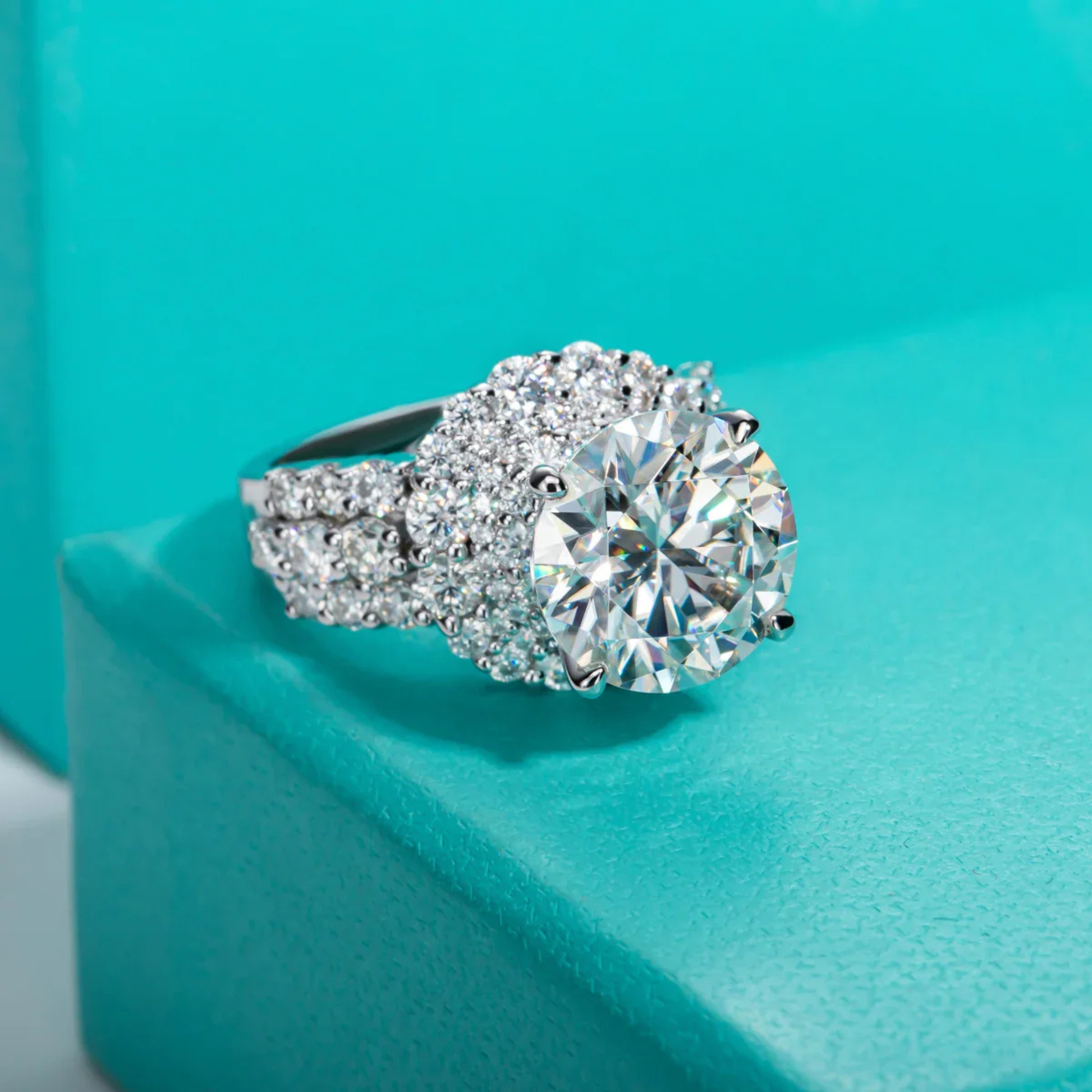 4.92 CTTW Moissanite Halo Engagement Ring