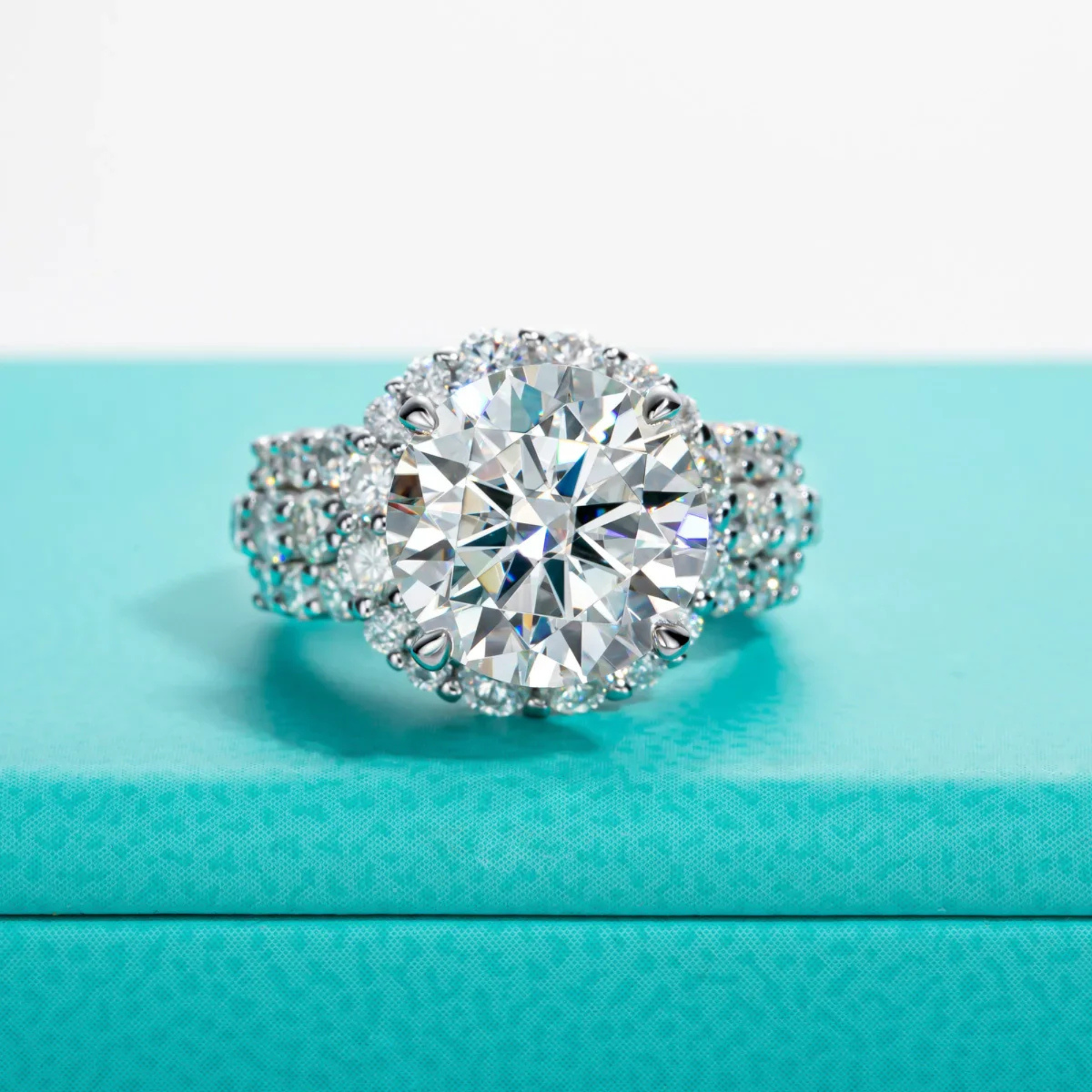 4.92 CTTW Moissanite Halo Engagement Ring