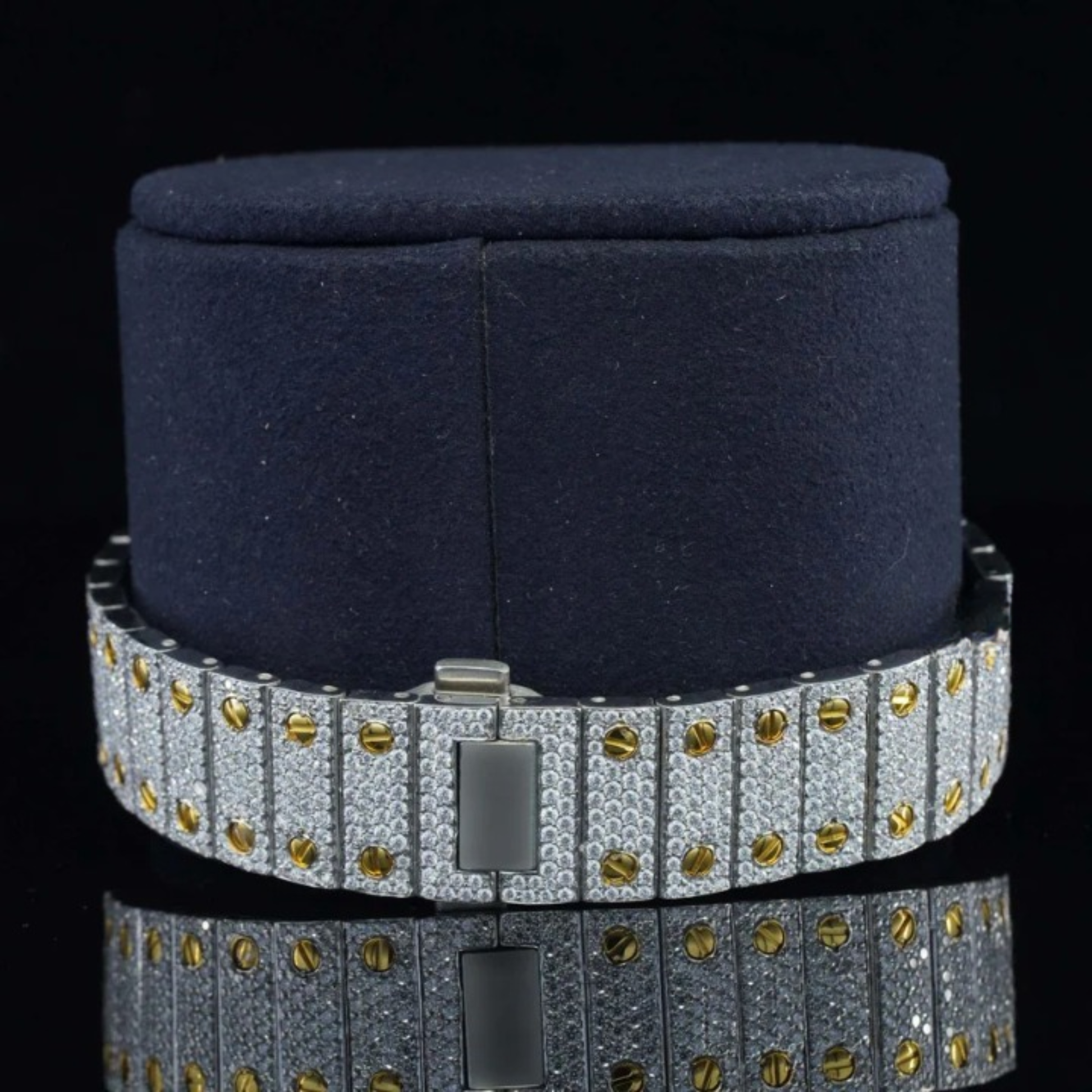 Vintage Style Fully Iced Out Automatic Moissanite Diamond Wrist Watch
