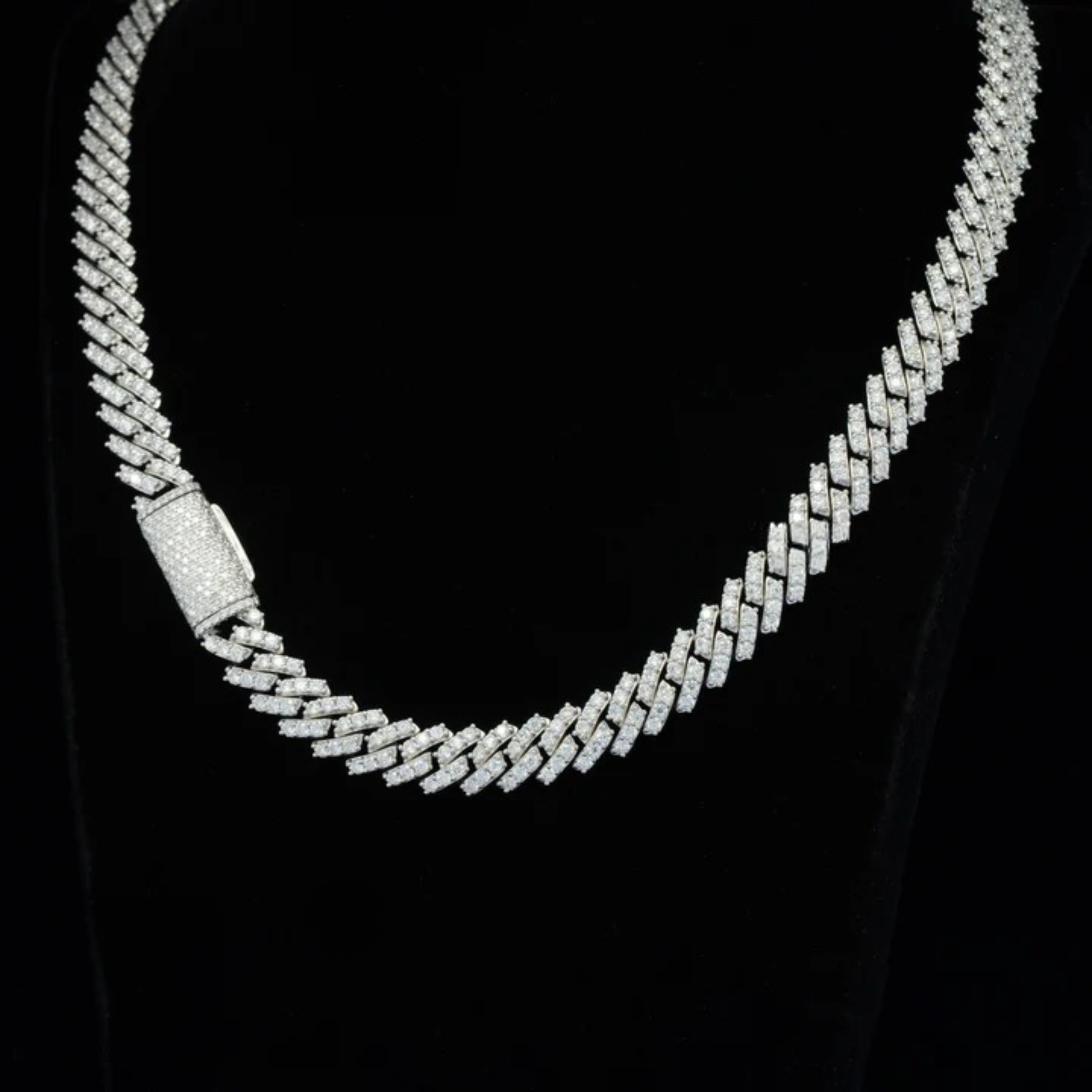 Miami Cuban Link Chain Round Diamond Necklace For Men 9mm