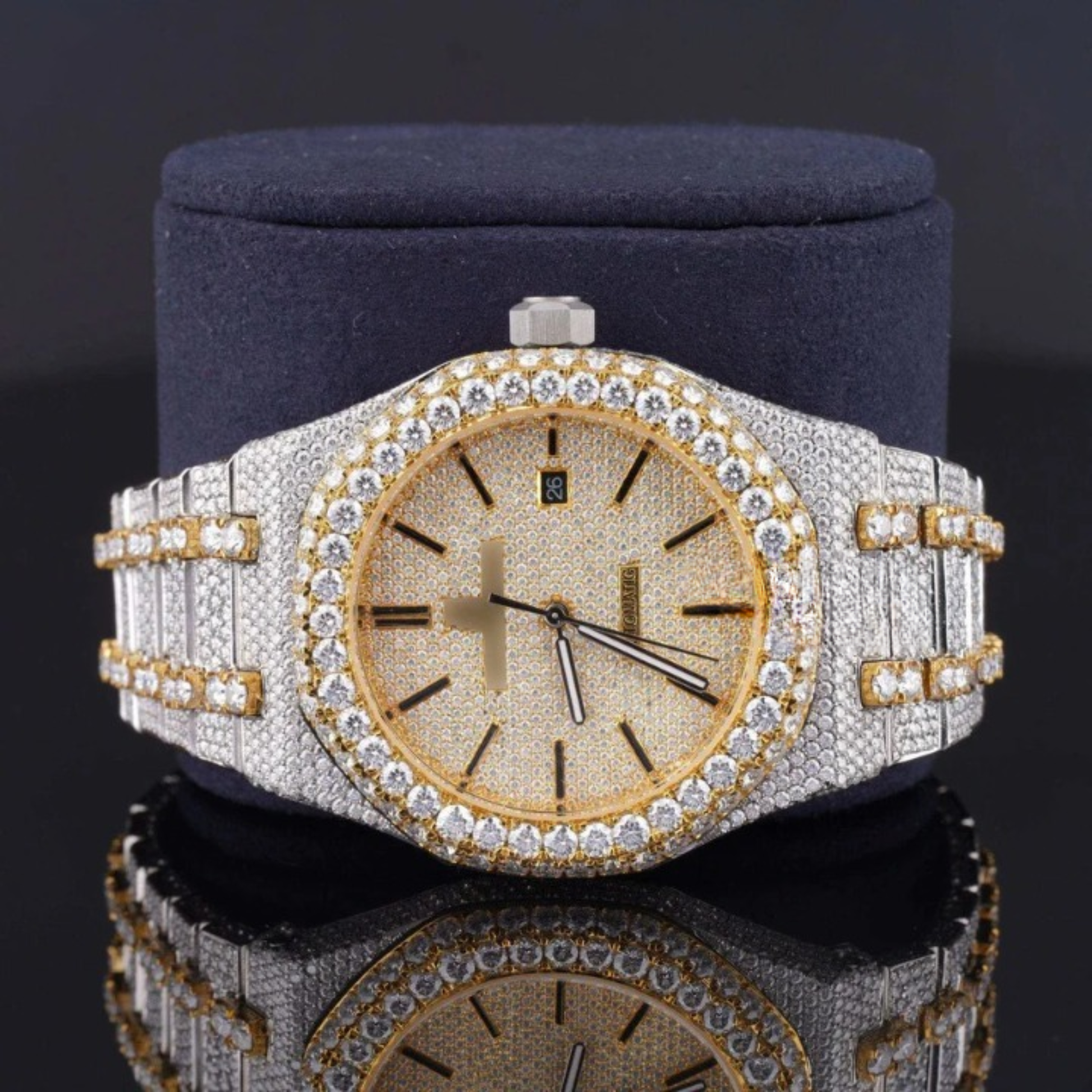 Fabulous Iced Out Automatic Analog Moissanite Diamond Watch
