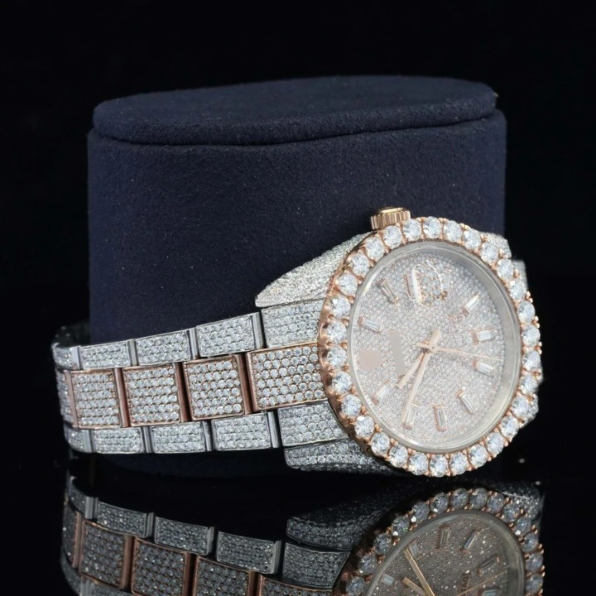 Fully Iced Out Swiss ETA Two Tone Moissanite Watch For Men