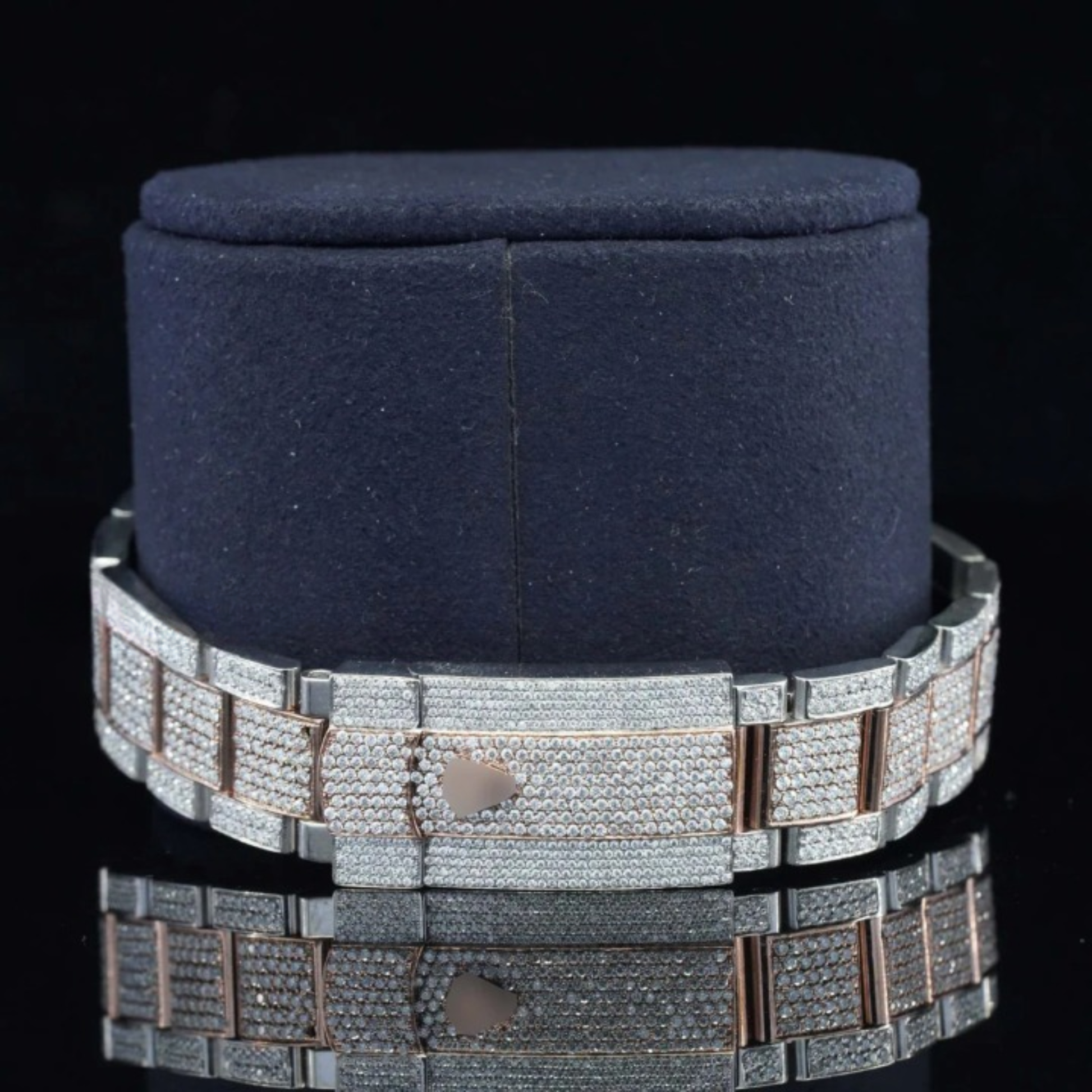 Fully Iced Out Swiss ETA Two Tone Moissanite Watch For Men